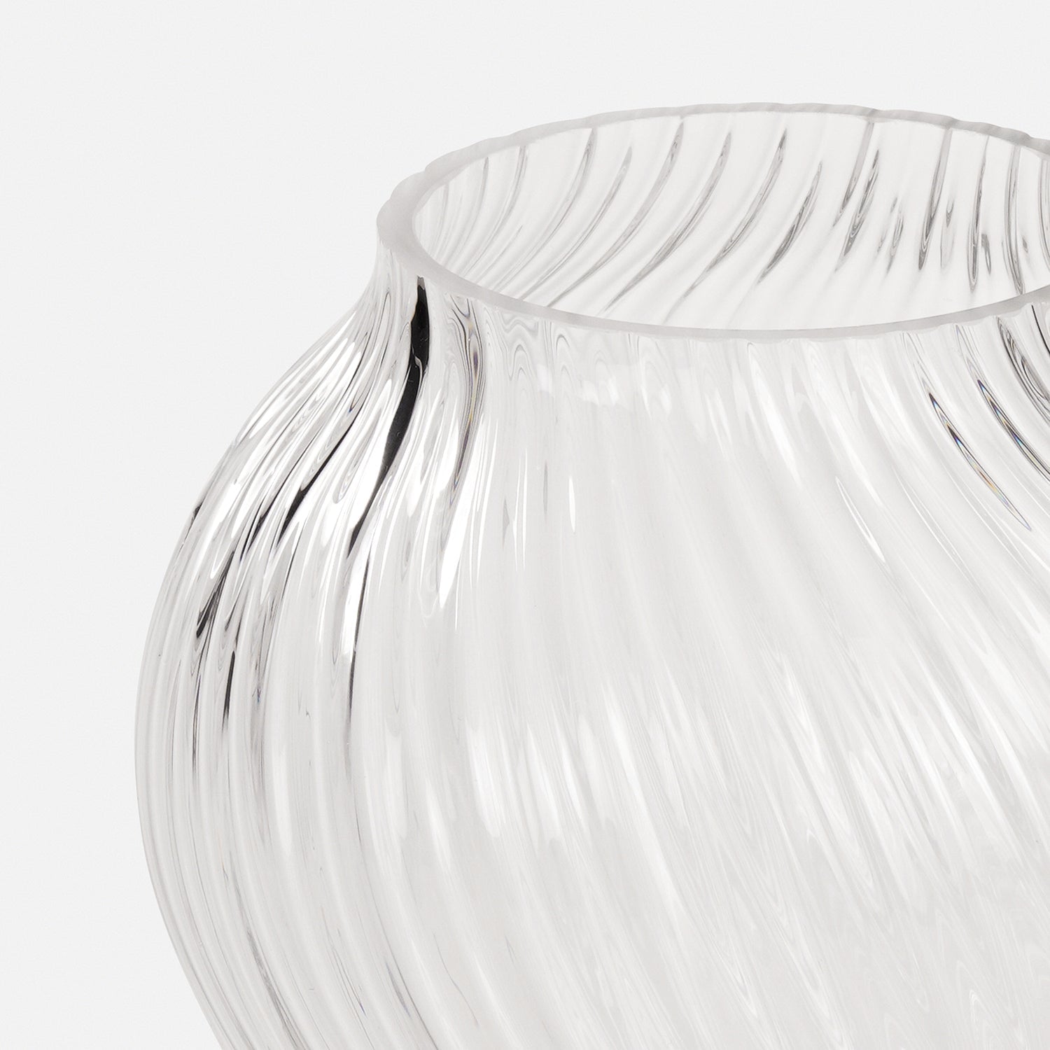 Clear Swirl Textured Glass Vase - Small