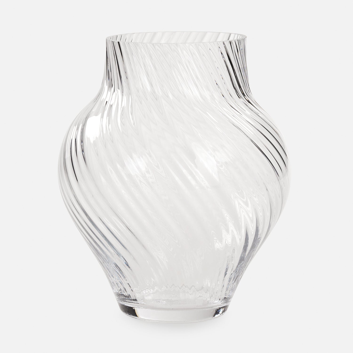 Clear Swirl Textured Glass Vase - Large