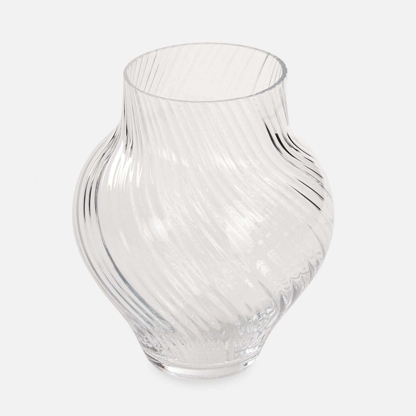 Clear Swirl Textured Glass Vase - Large