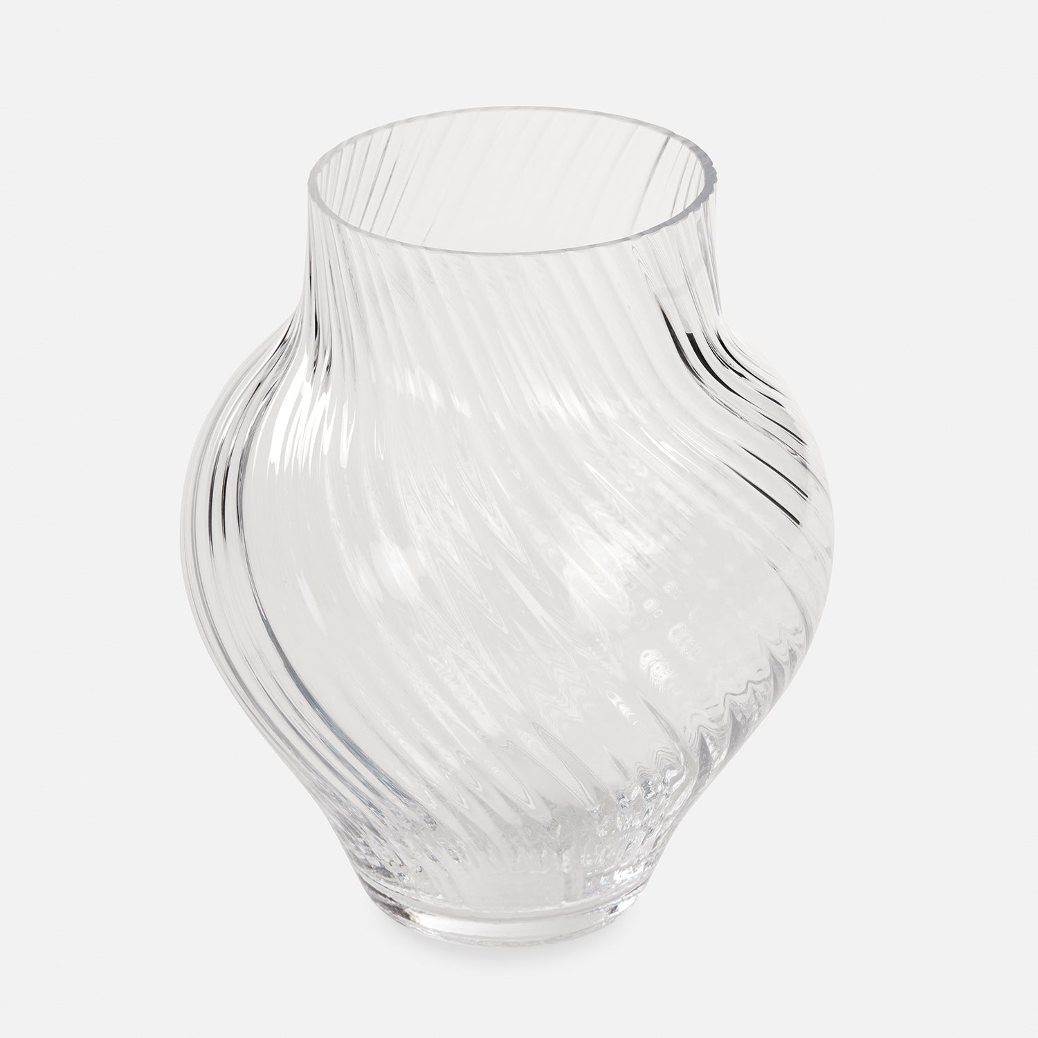 Clear Swirl Textured Glass Vase - Large
