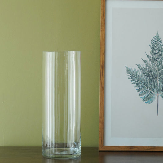 Clear Cylindrical Glass Vase - Large