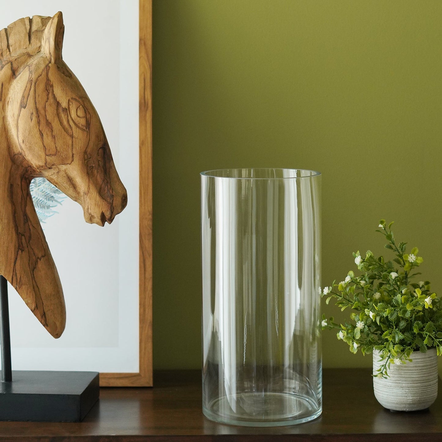 Clear Cylindrical Glass Vase - Medium
