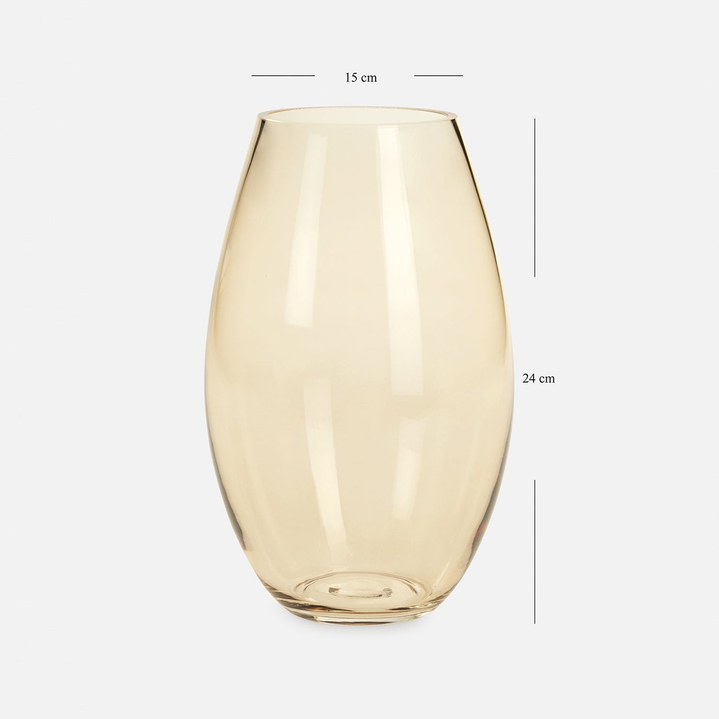Clear Amber Oblong Glass Vase - Large