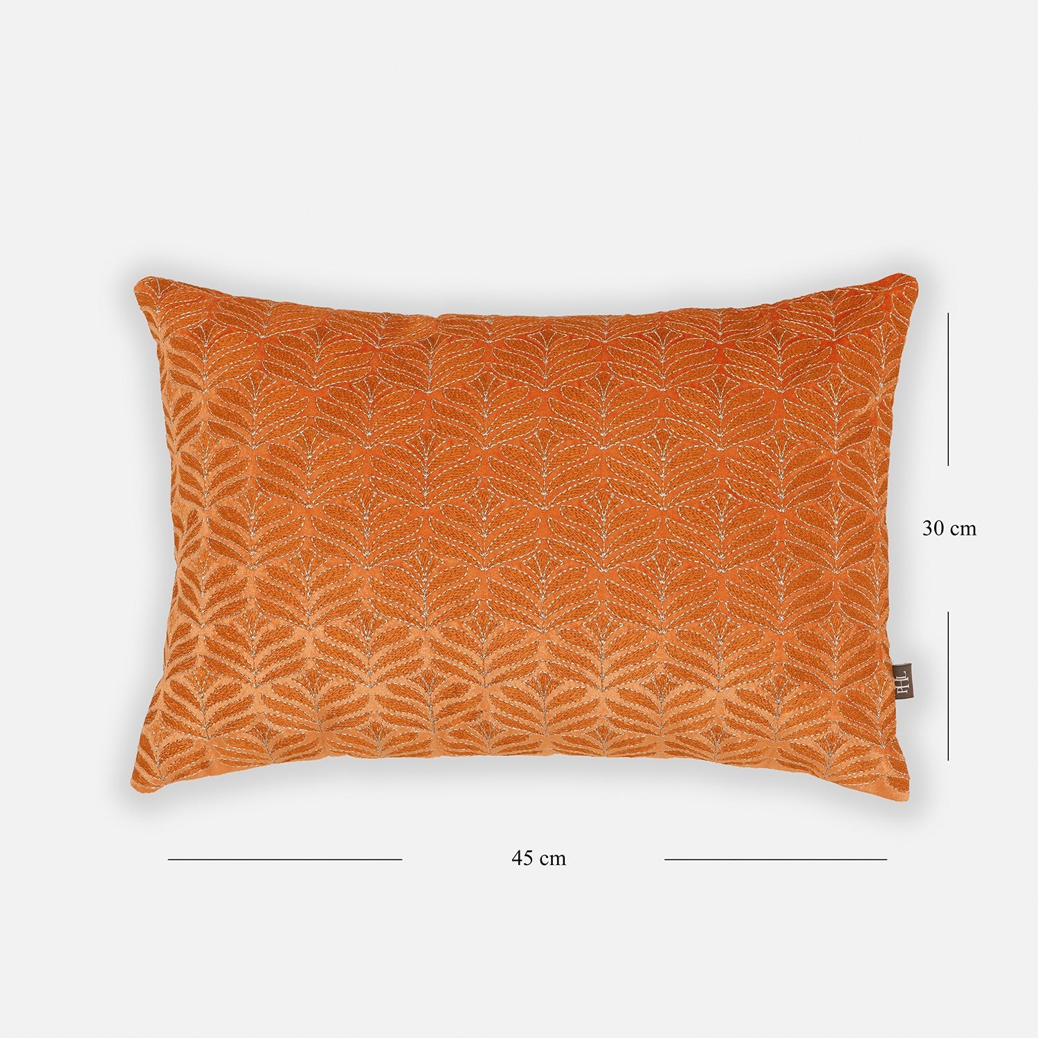 Orange Embroidered Rectangle Cushion Cover
