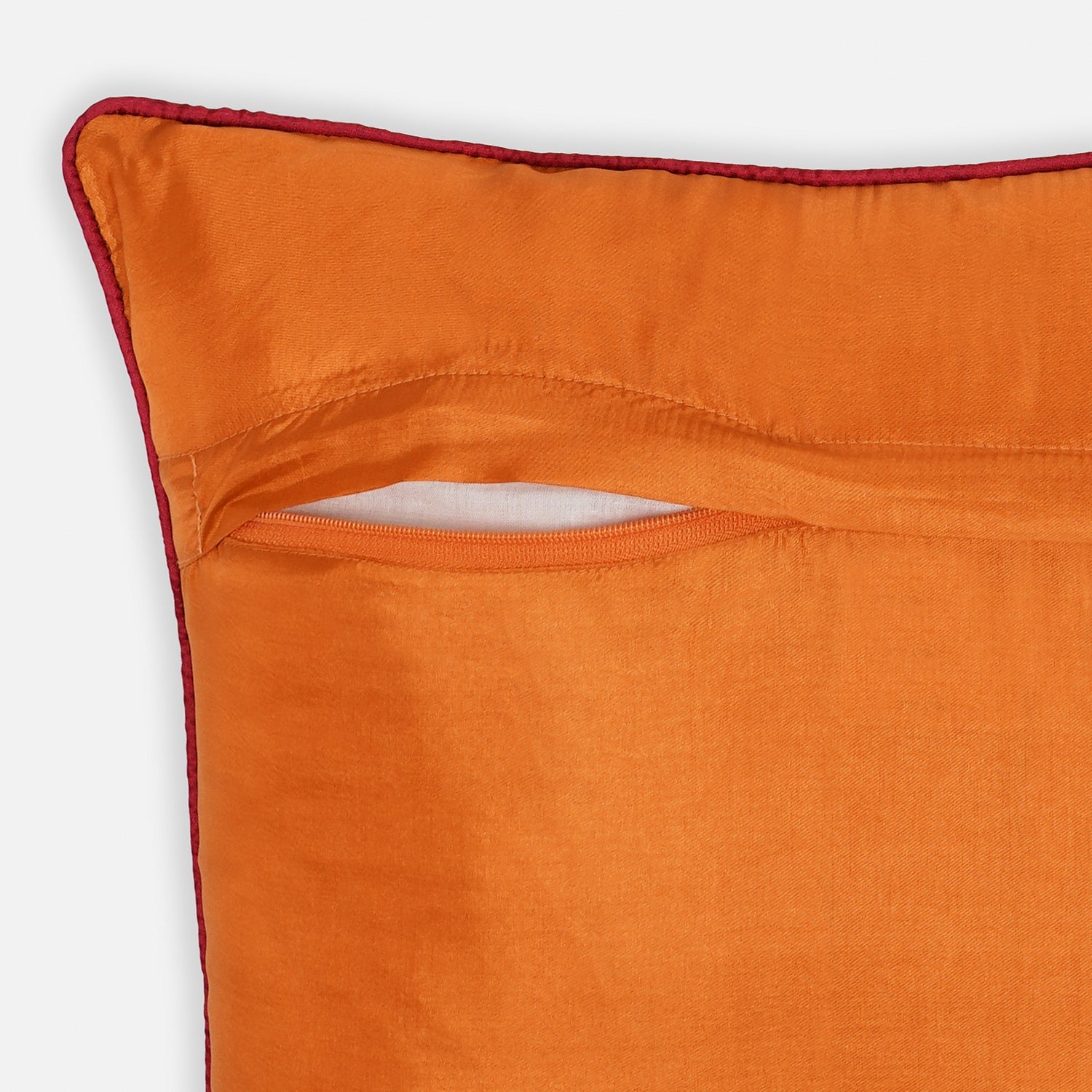 Orange Vine Embroidered Sqaure Cushion Cover