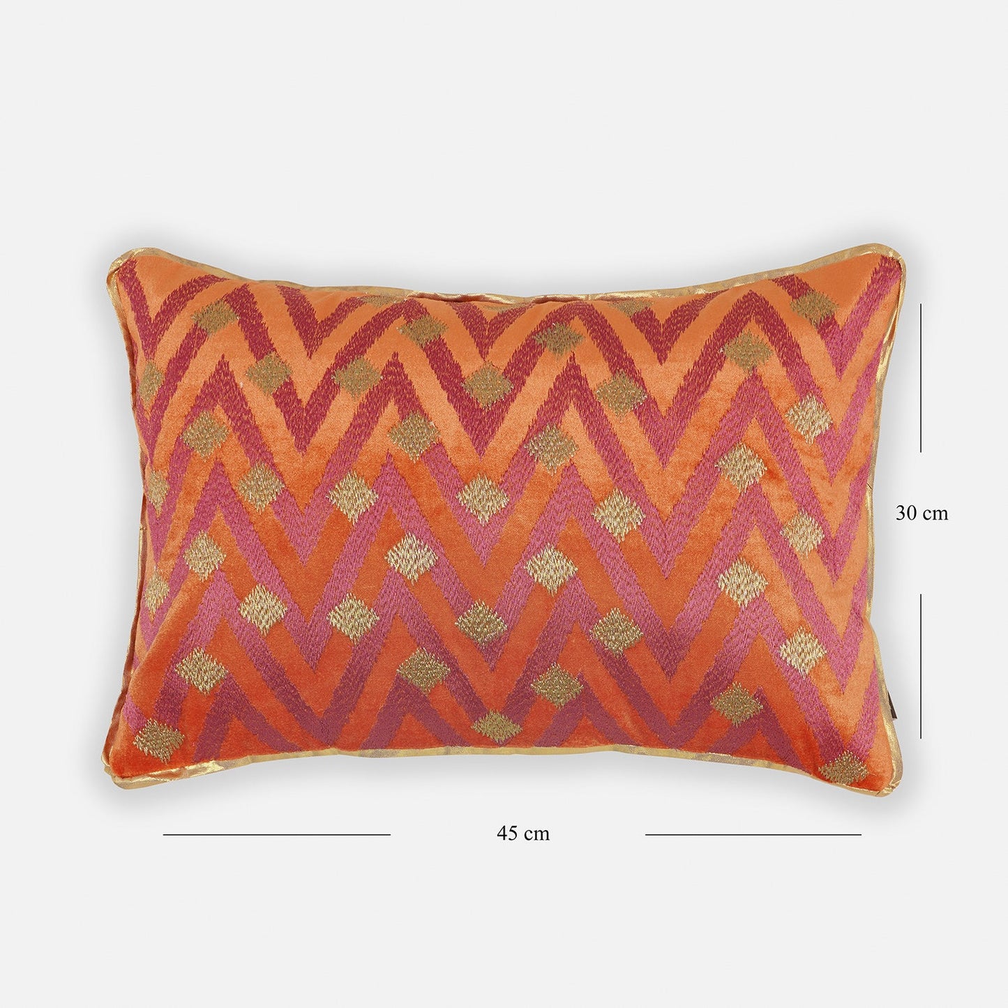 Pink & Orange Ombre Embroidered Velvet Cushion Cover