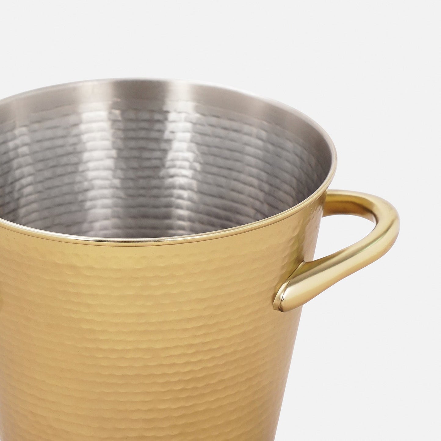 Gold Matt Finish Hammered Metal Ice Bucket with Tong