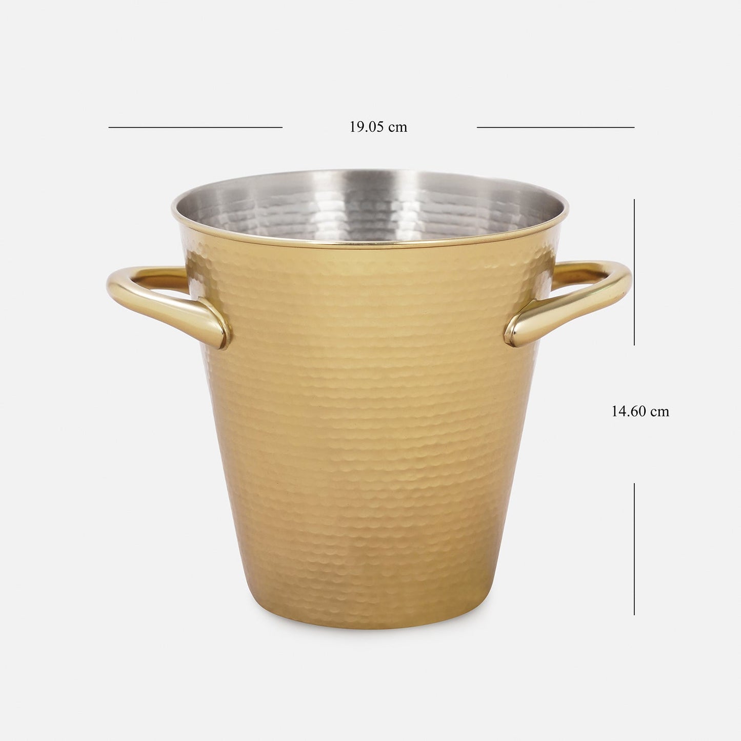 Gold Matt Finish Hammered Metal Ice Bucket with Tong