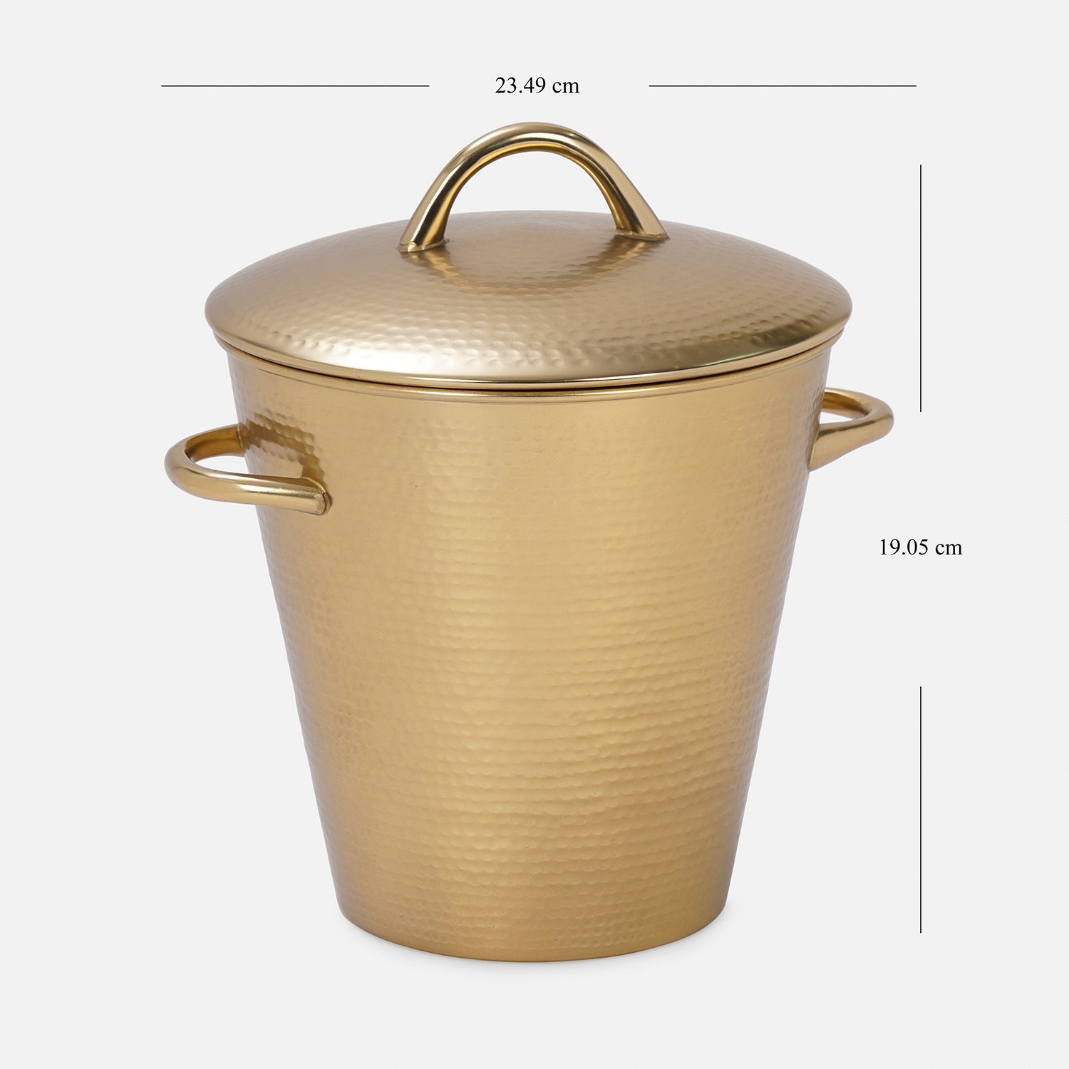 Gold Matt Hammered Metal Ice Bucket with Lid & Tong