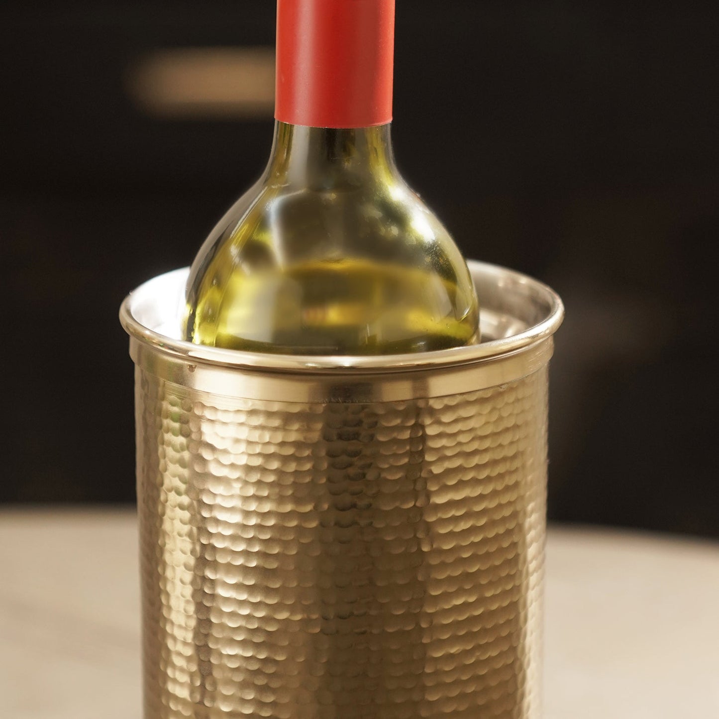 Gold Matt Finish Hammered Metal Wine Chiller