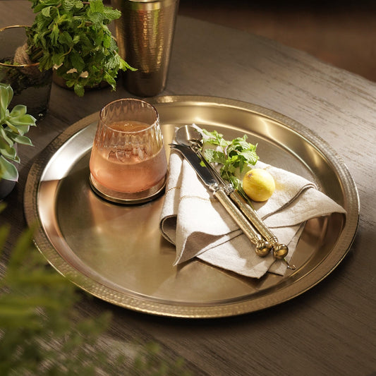 Gold Matt Finish Hammered Metal Tray