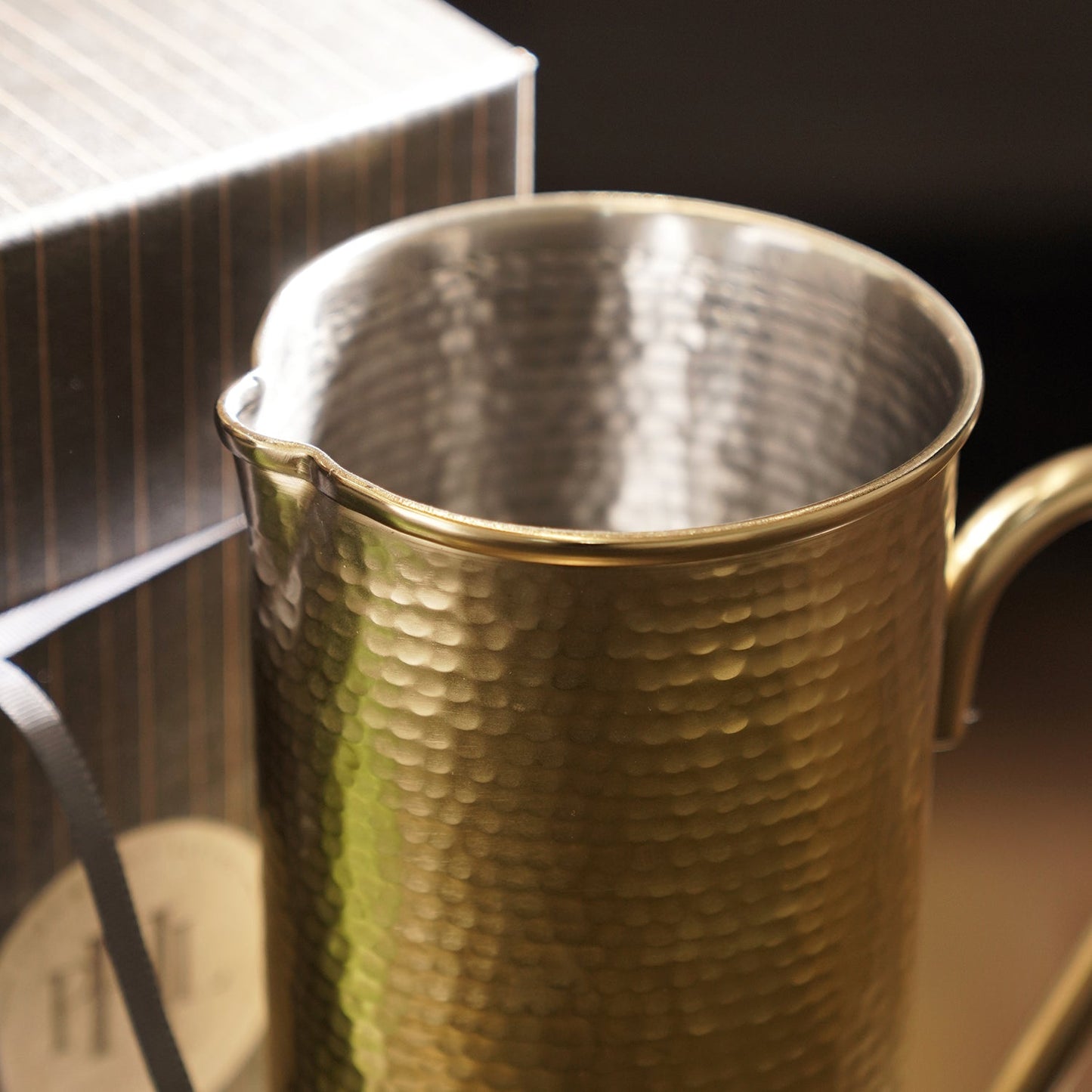 Gold Matt Finish Hammered Metal Pitcher