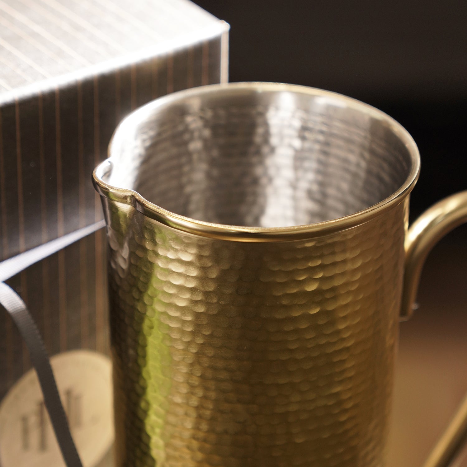 Gold Matt Finish Hammered Metal Pitcher