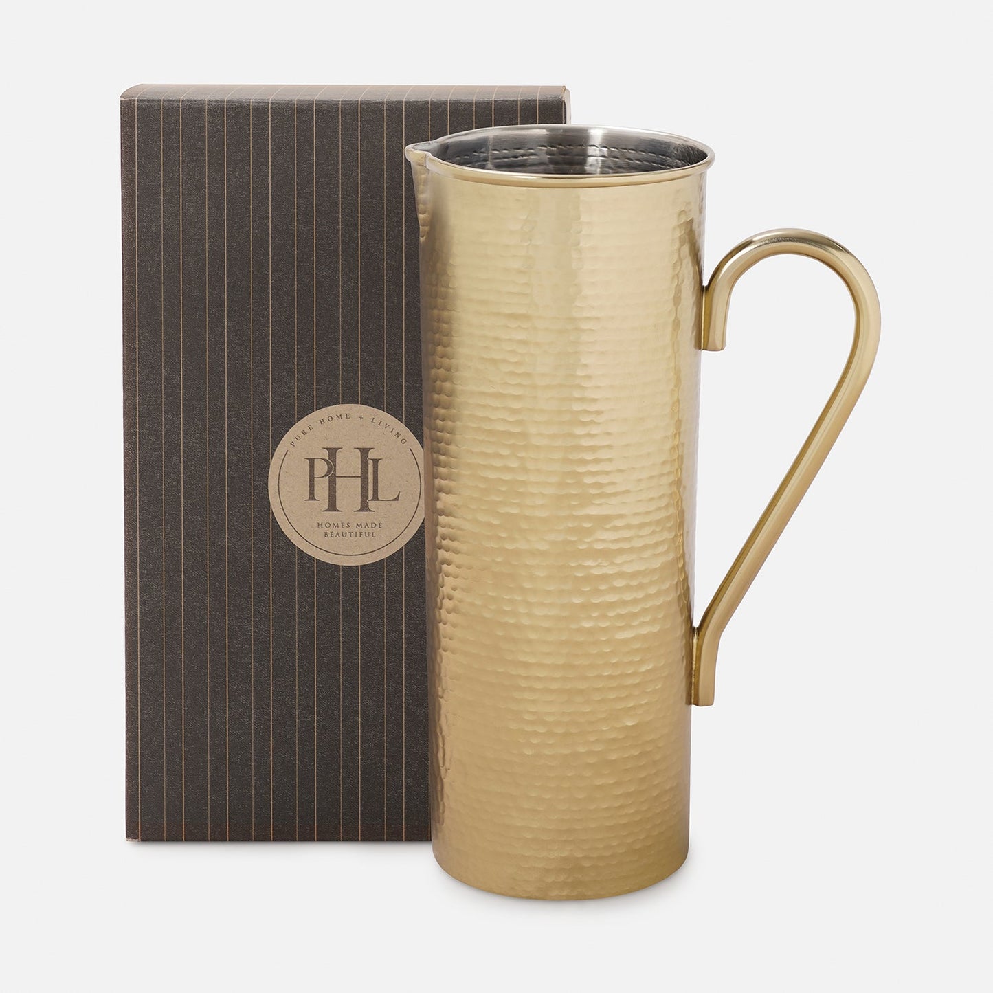 Gold Matt Finish Hammered Metal Pitcher