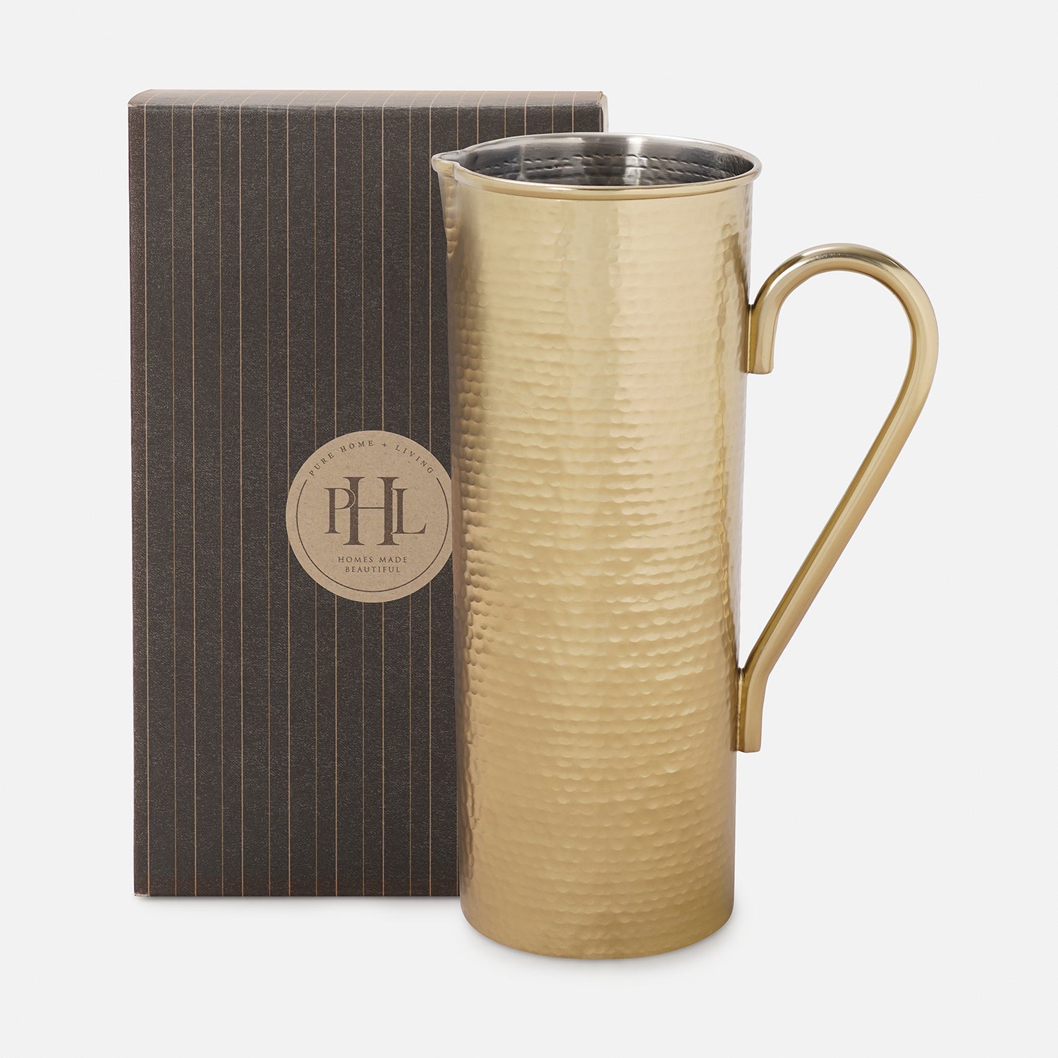 Gold Matt Finish Hammered Metal Pitcher