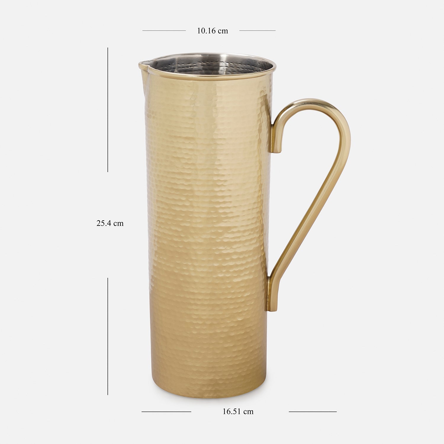 Gold Matt Finish Hammered Metal Pitcher