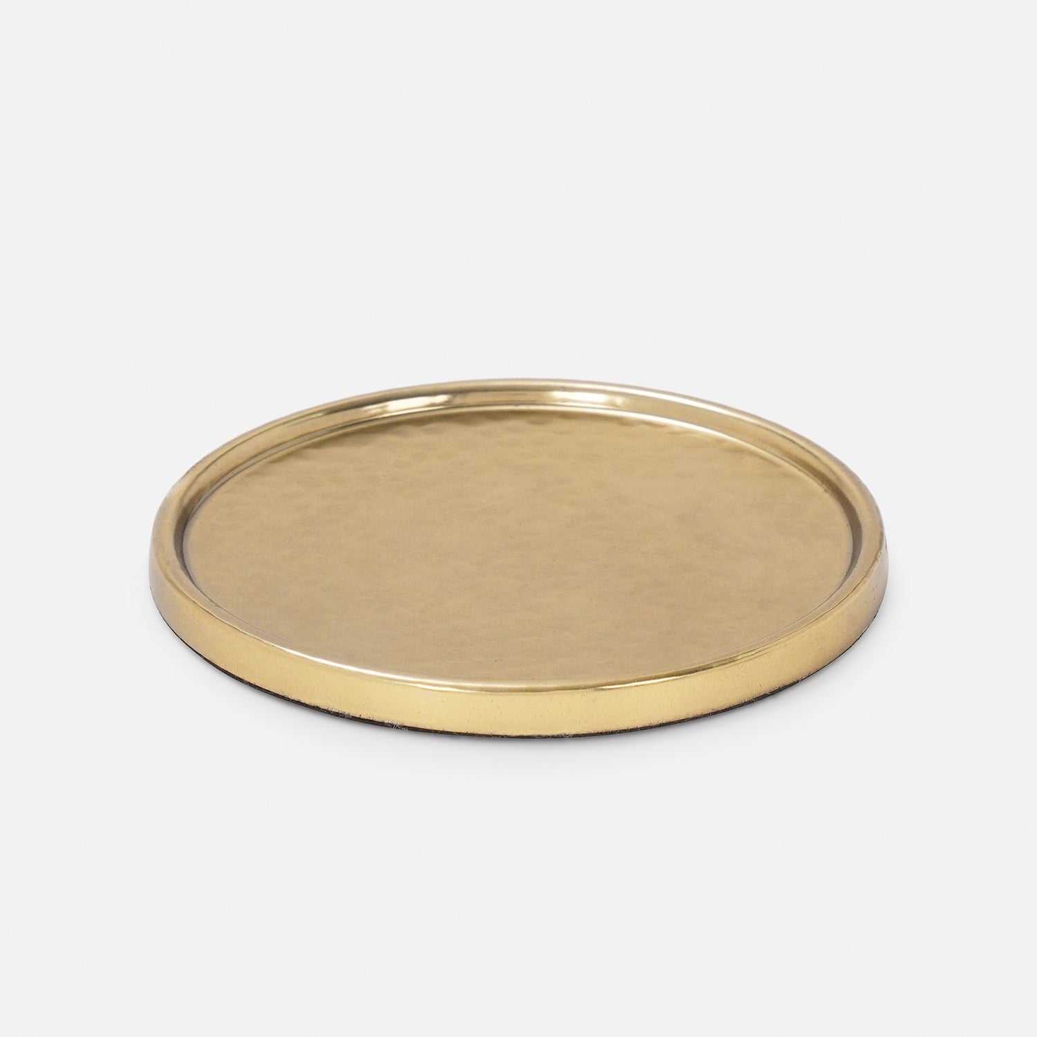 Set Of 4 Gold Matt Hammered Metal Coasters with Stand