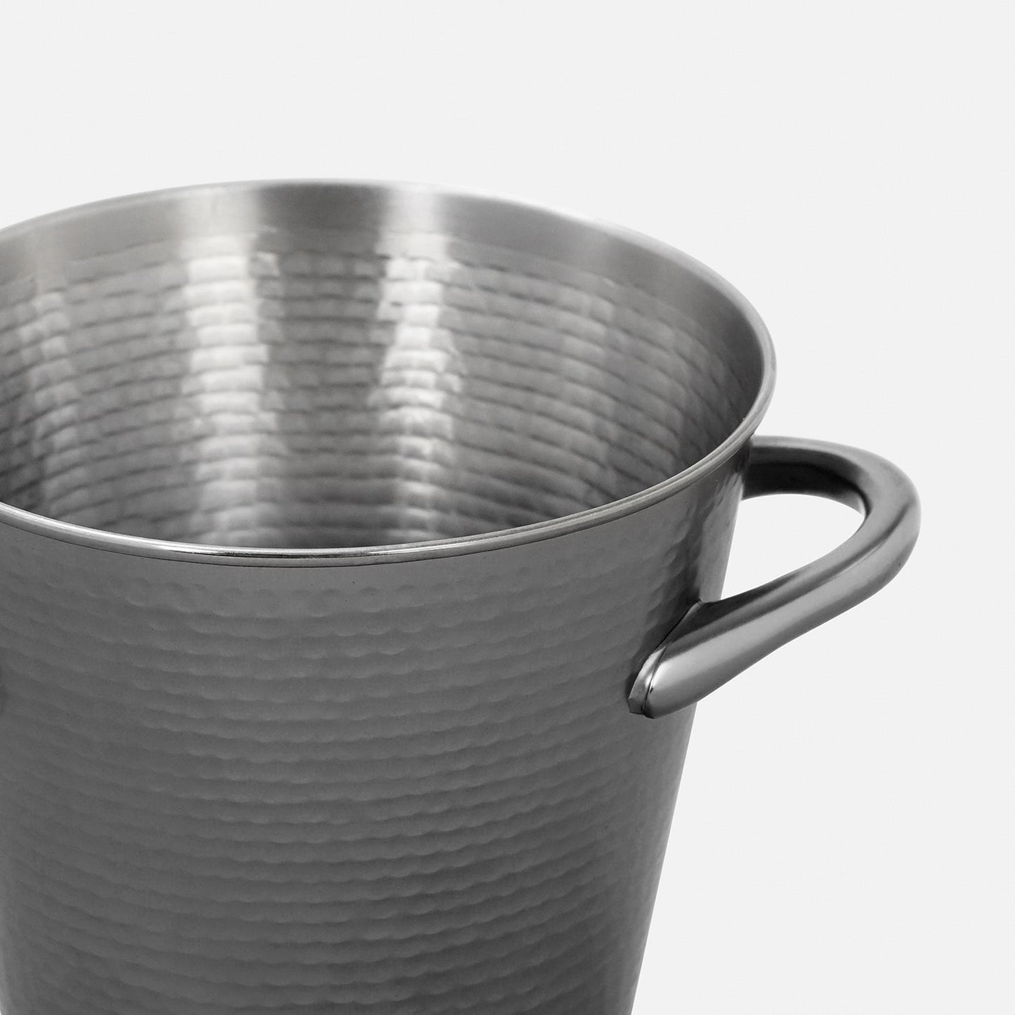 Grey Matt Hammered Metal Ice Bucket with Tong - Small