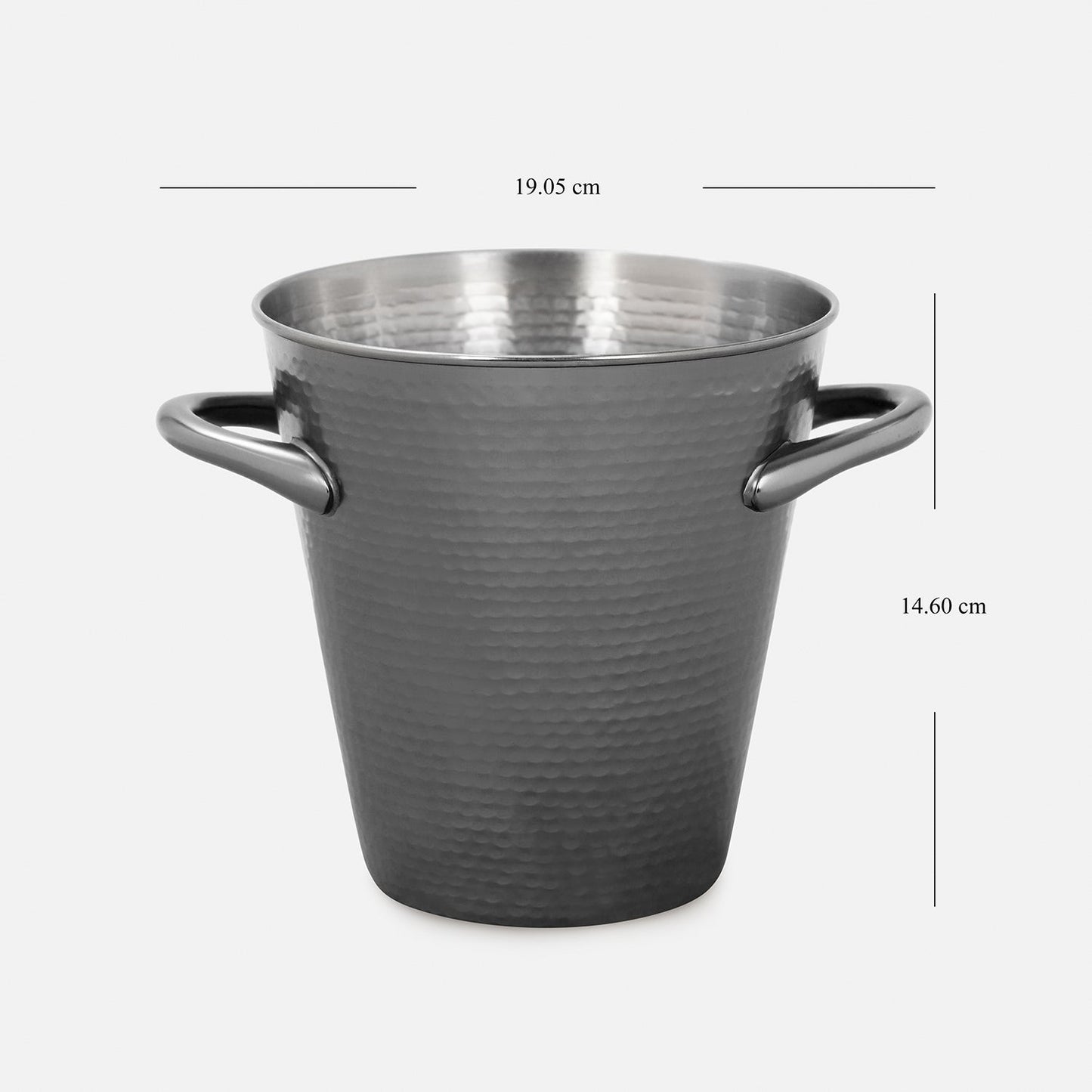 Grey Matt Hammered Metal Ice Bucket with Tong - Small