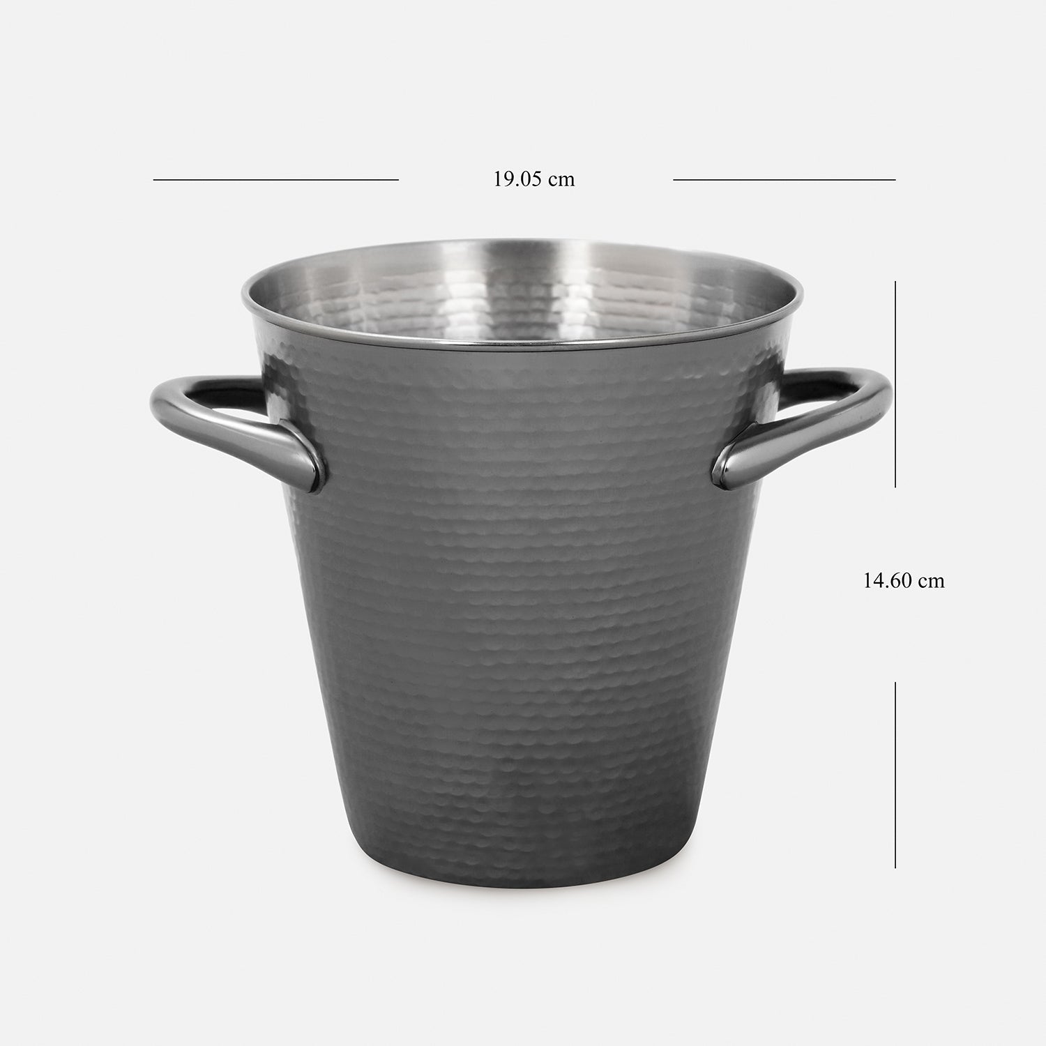 Grey Matt Hammered Metal Ice Bucket with Tong - Small