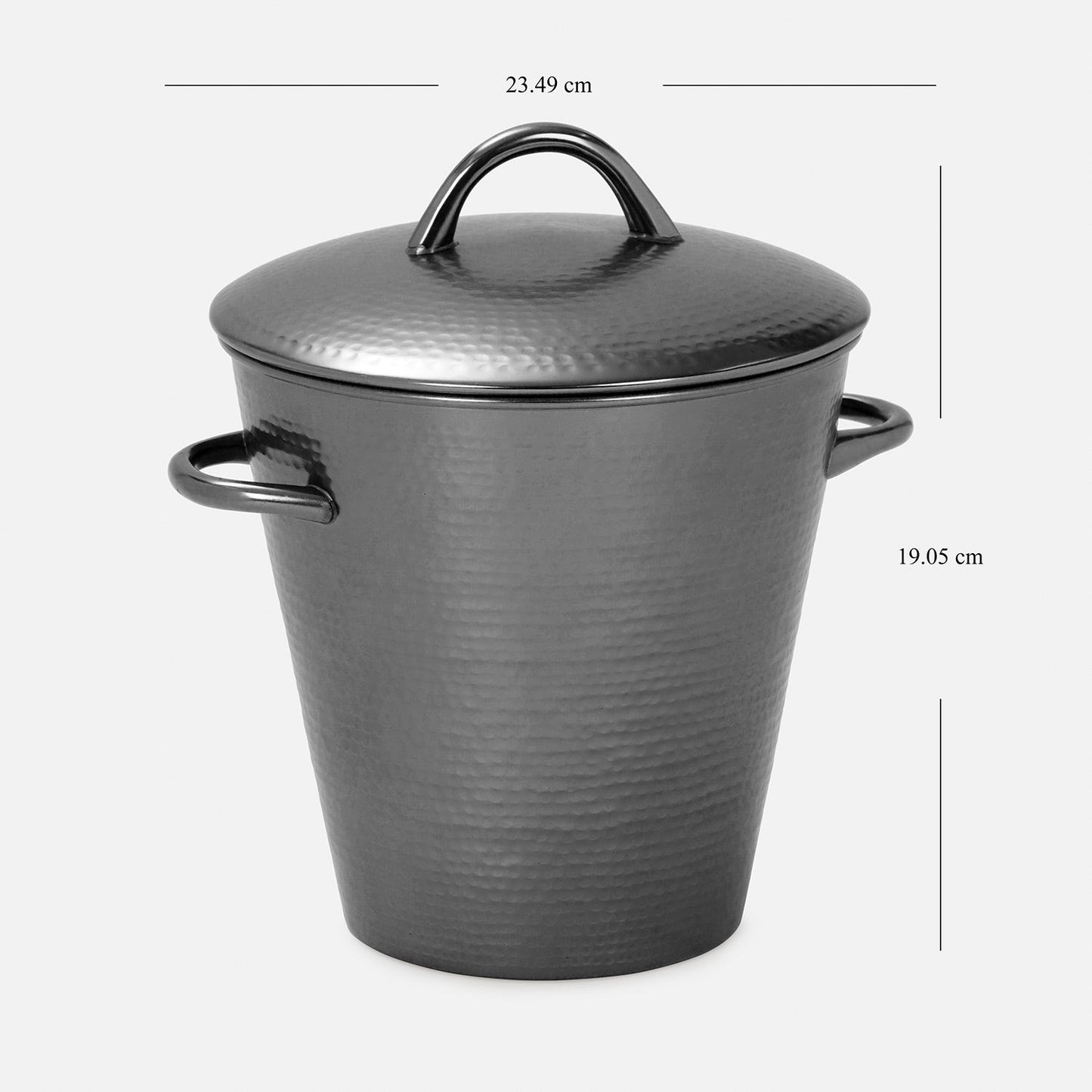 Grey Matt Hammered Metal Ice Bucket with Lid & Tong