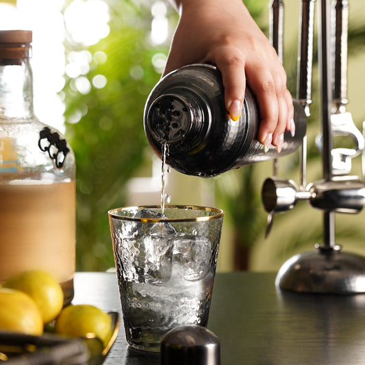 Grey Matt Finish Hammered Metal Cocktail Shaker