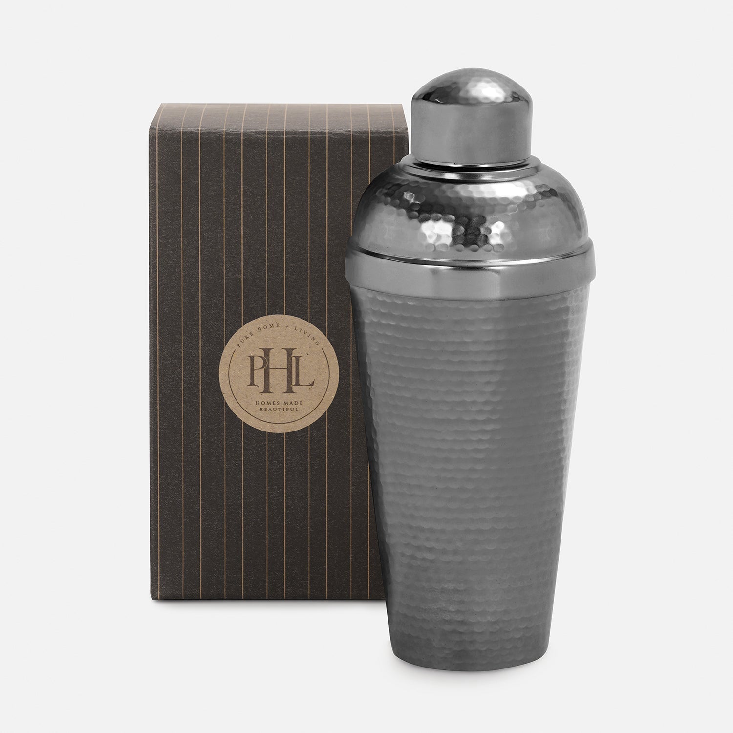 Grey Matt Finish Hammered Metal Cocktail Shaker