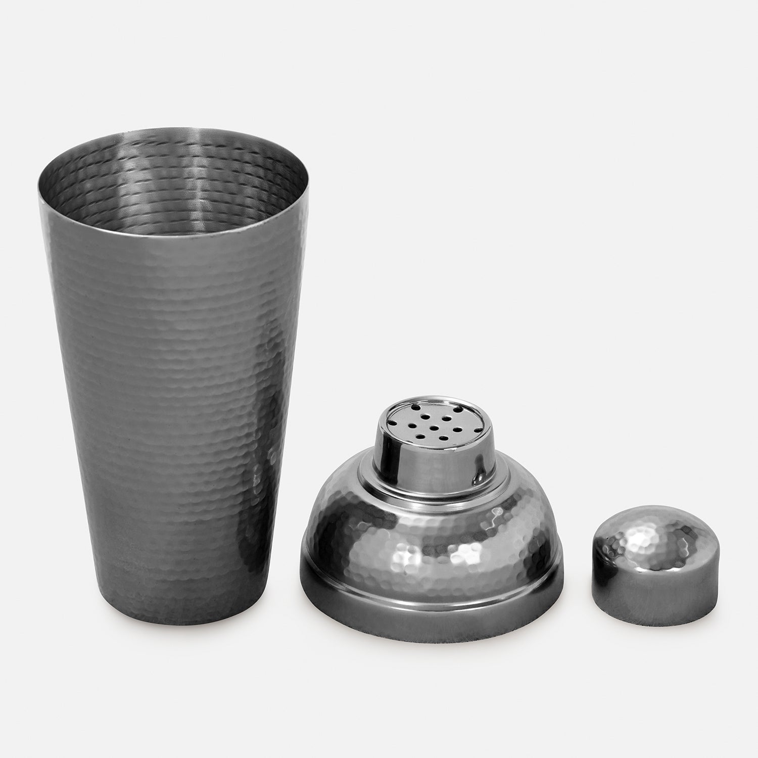 Grey Matt Finish Hammered Metal Cocktail Shaker