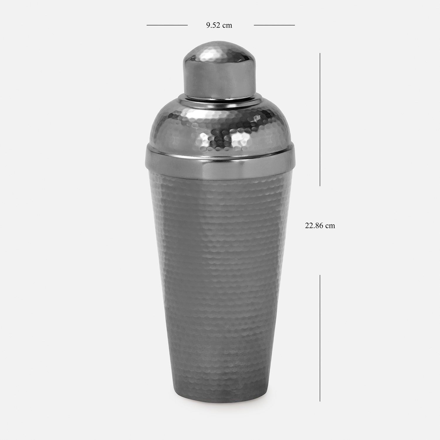 Grey Matt Finish Hammered Metal Cocktail Shaker
