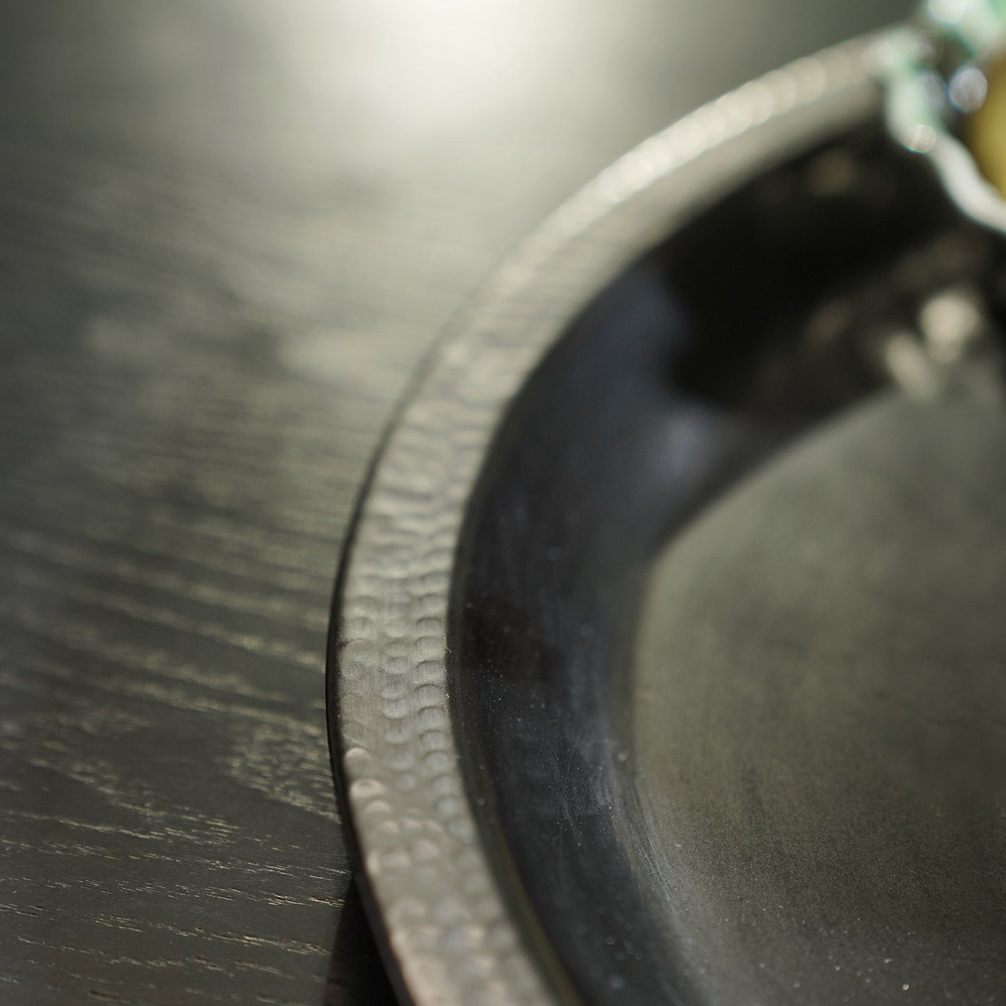 Grey Matt Finish Hammered Metal Tray
