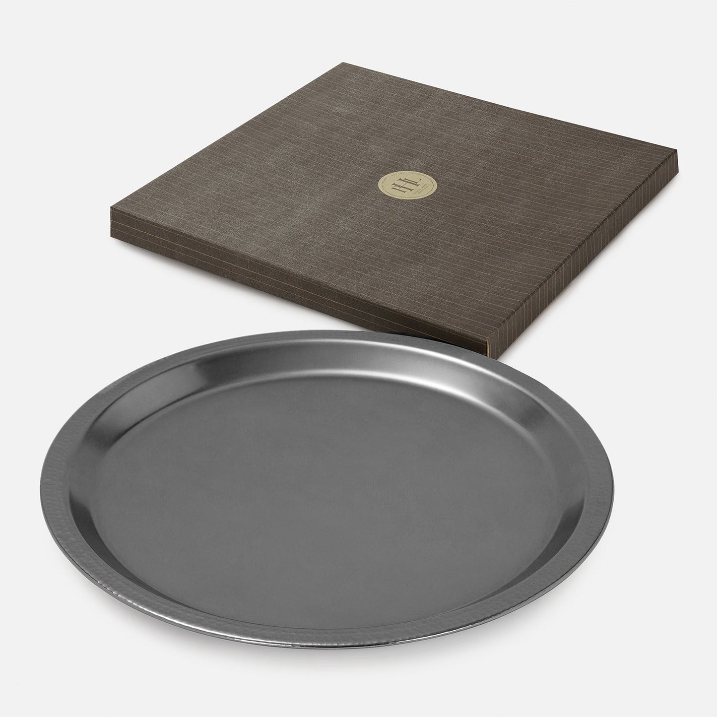 Grey Matt Finish Hammered Metal Tray
