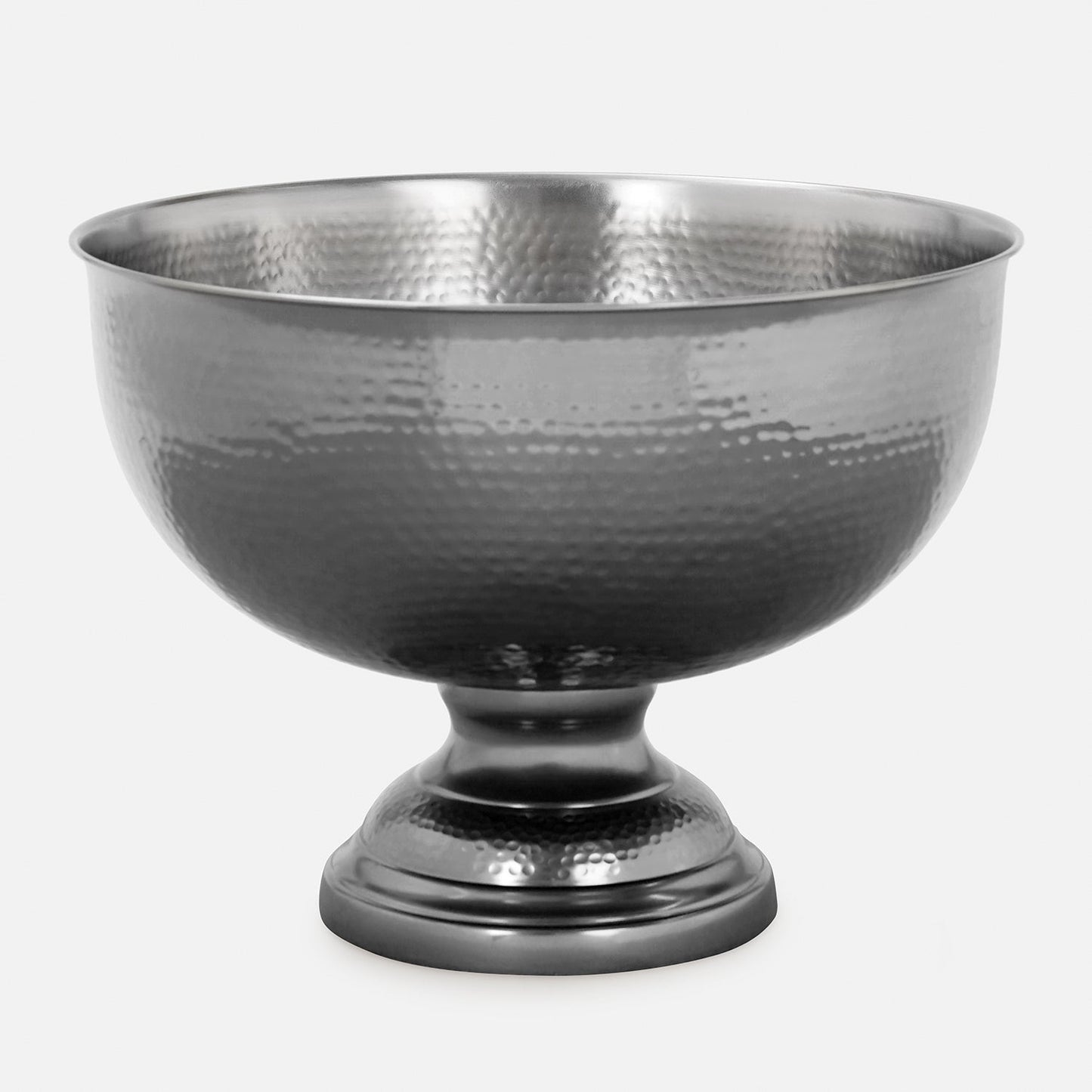 Grey Matt Finish Hammered Metal Punch Bowl