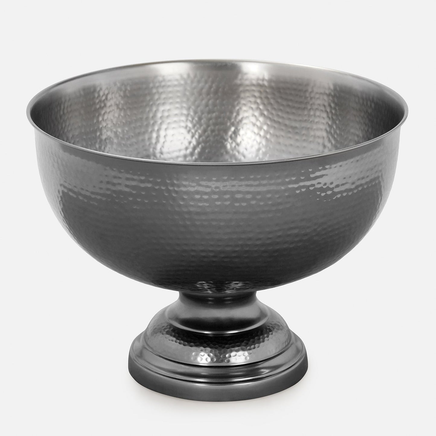 Grey Matt Finish Hammered Metal Punch Bowl