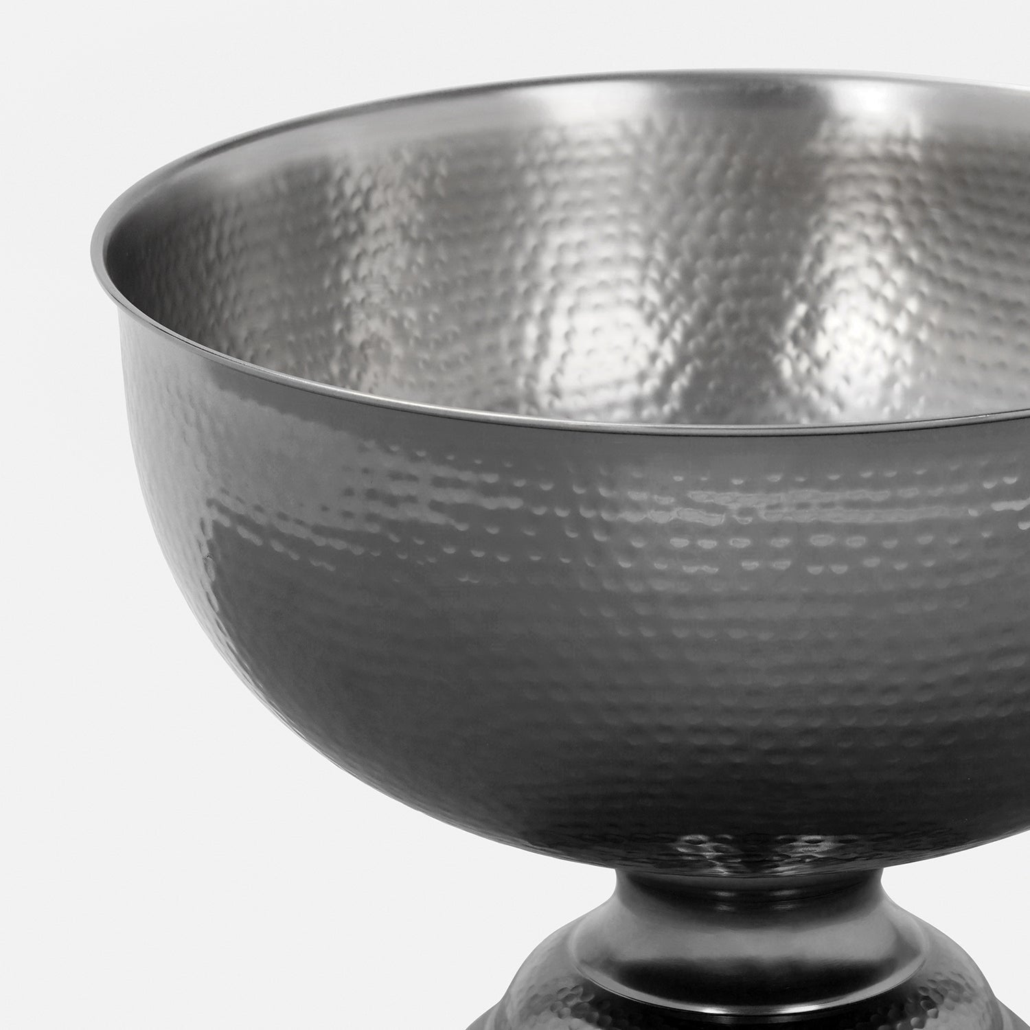 Grey Matt Finish Hammered Metal Punch Bowl
