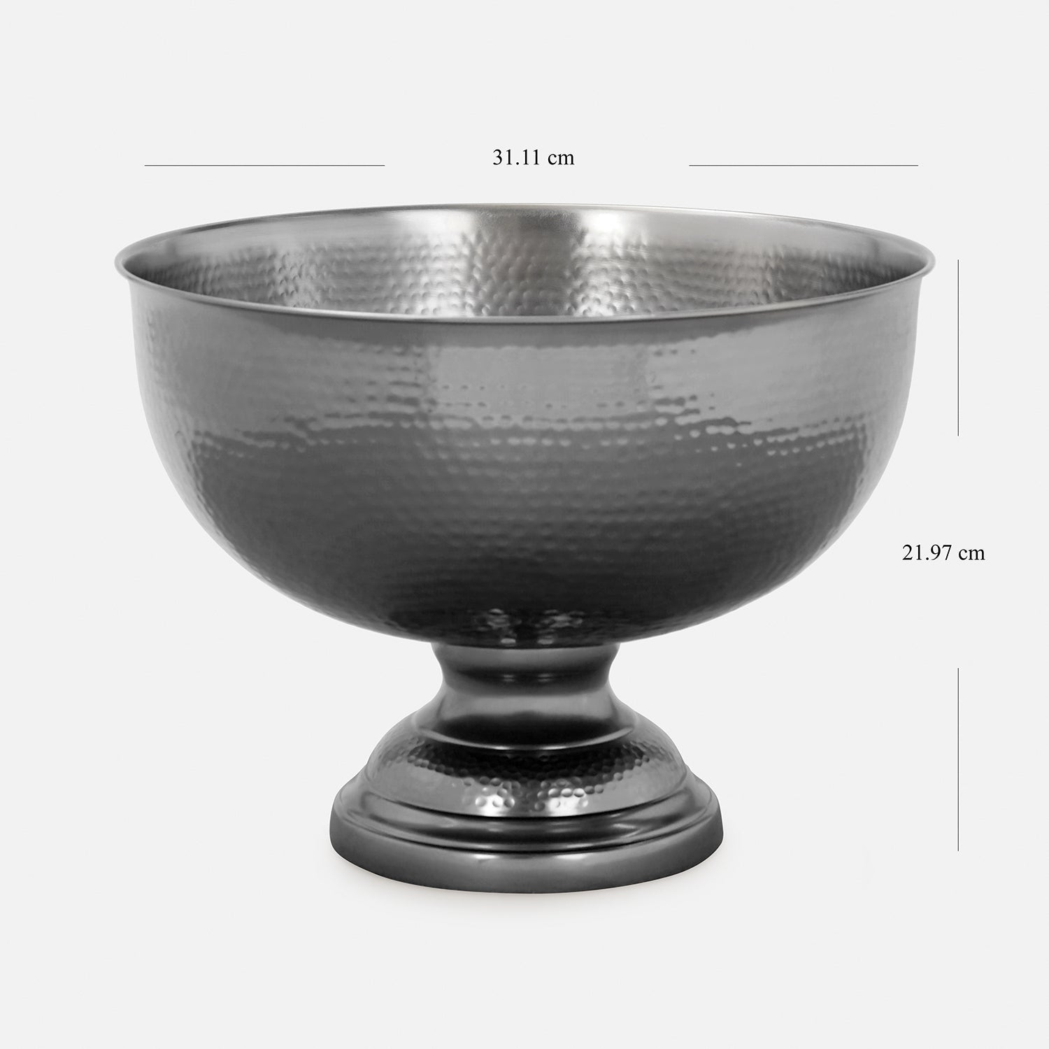 Grey Matt Finish Hammered Metal Punch Bowl