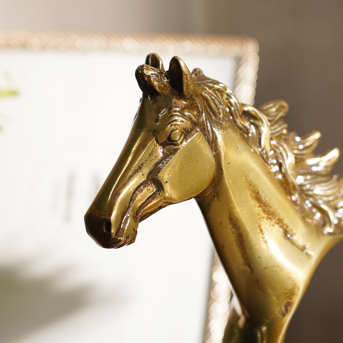 Gold Decorative Horse Head with Base