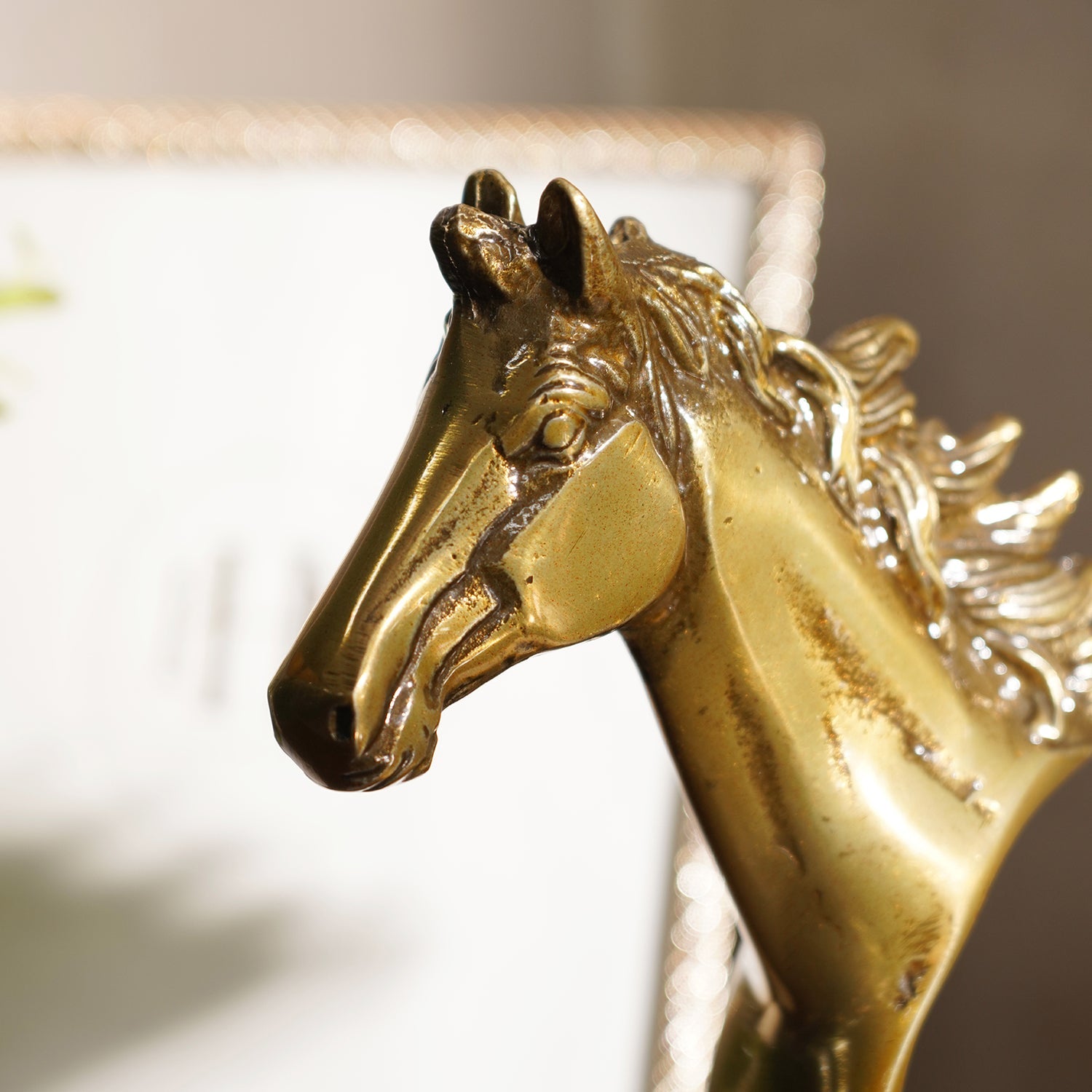 Gold Decorative Horse Head with Base