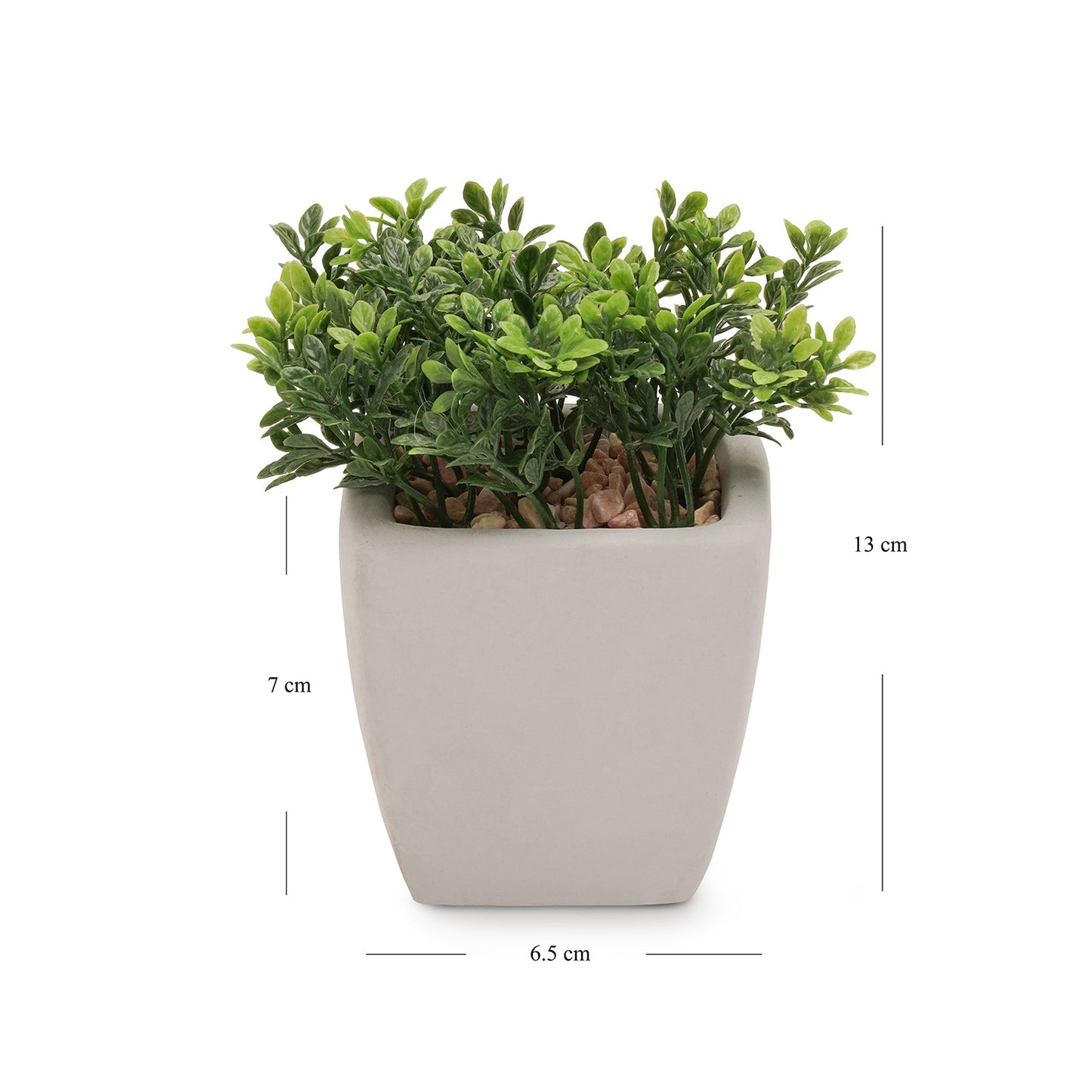 Green Artificial Plant in Cement Pot - Medium