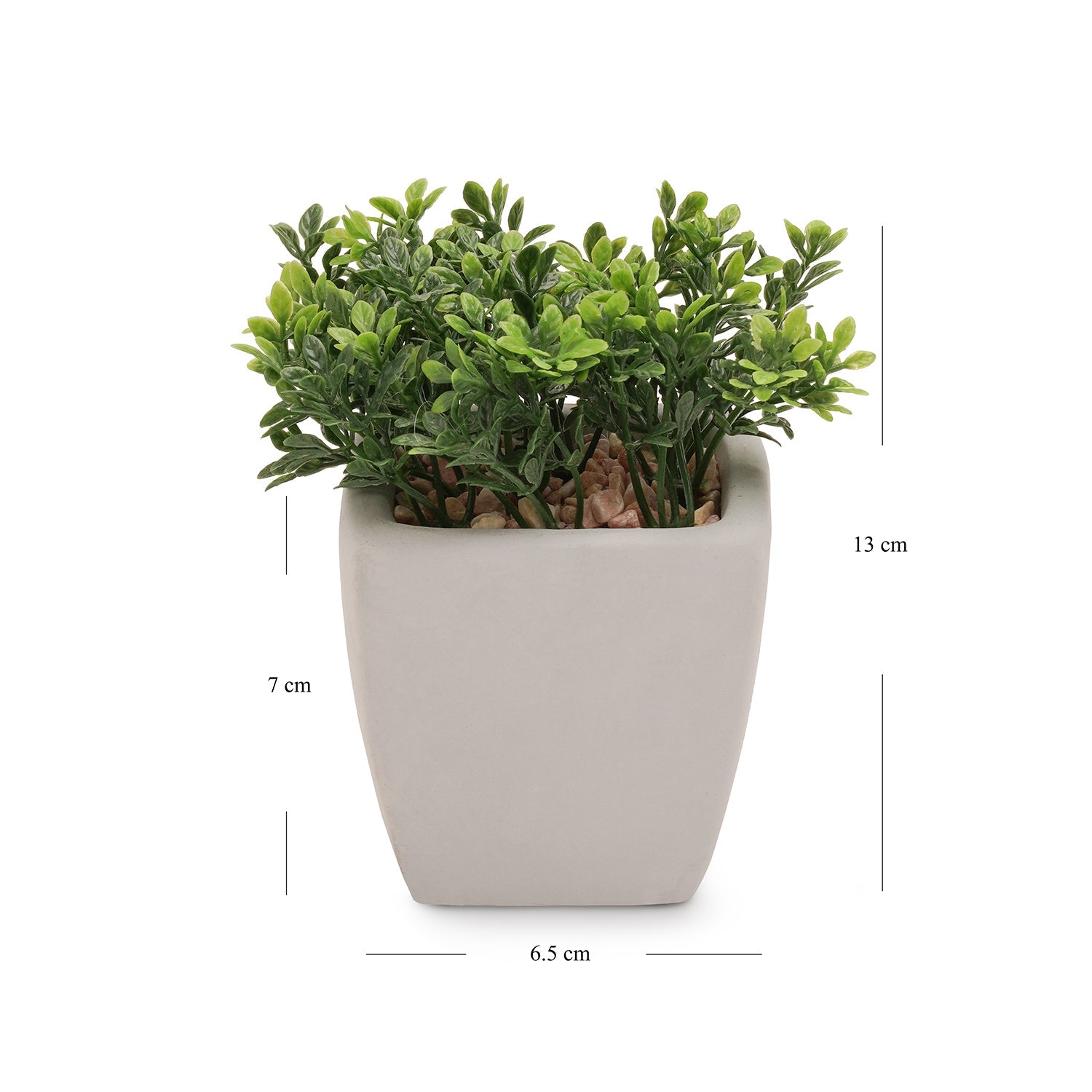 Green Artificial Plant in Cement Pot - Medium