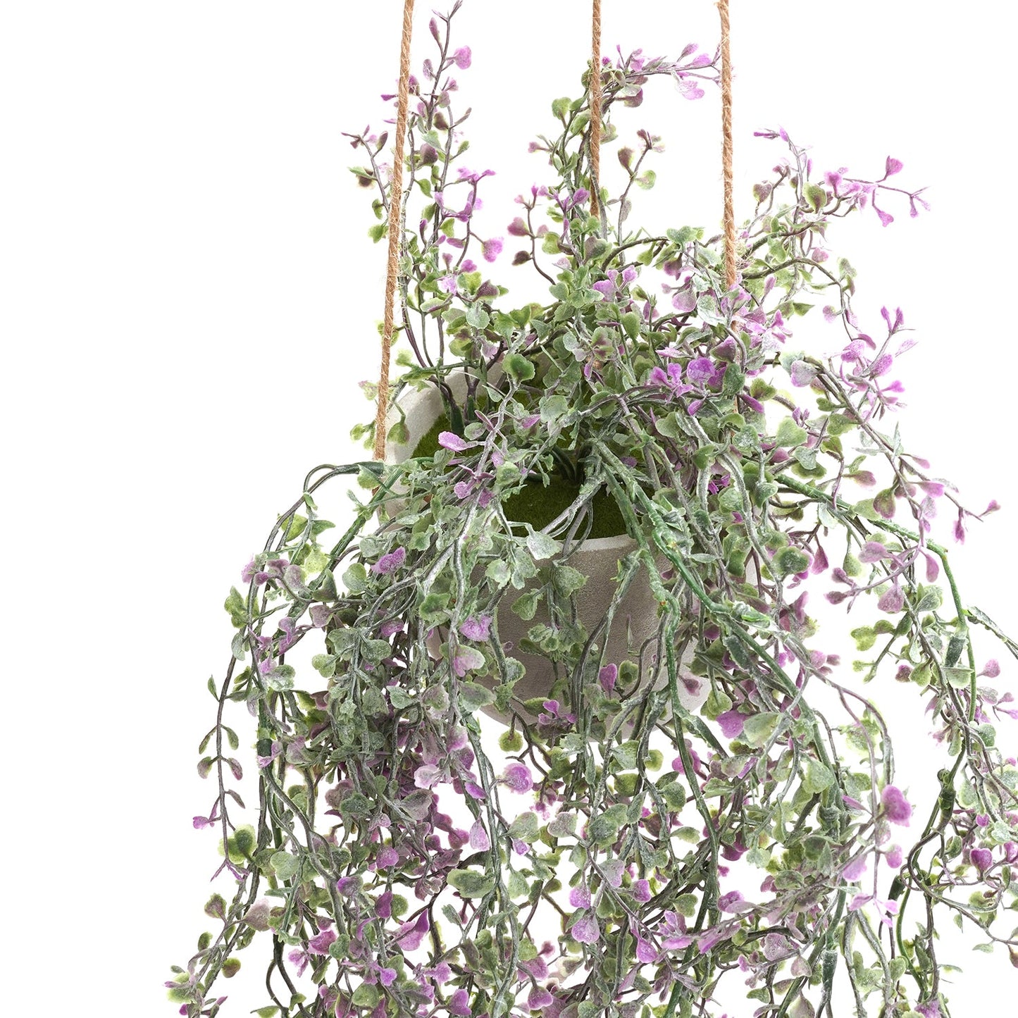 Green Artificial Hanging Plant with Cement Pot