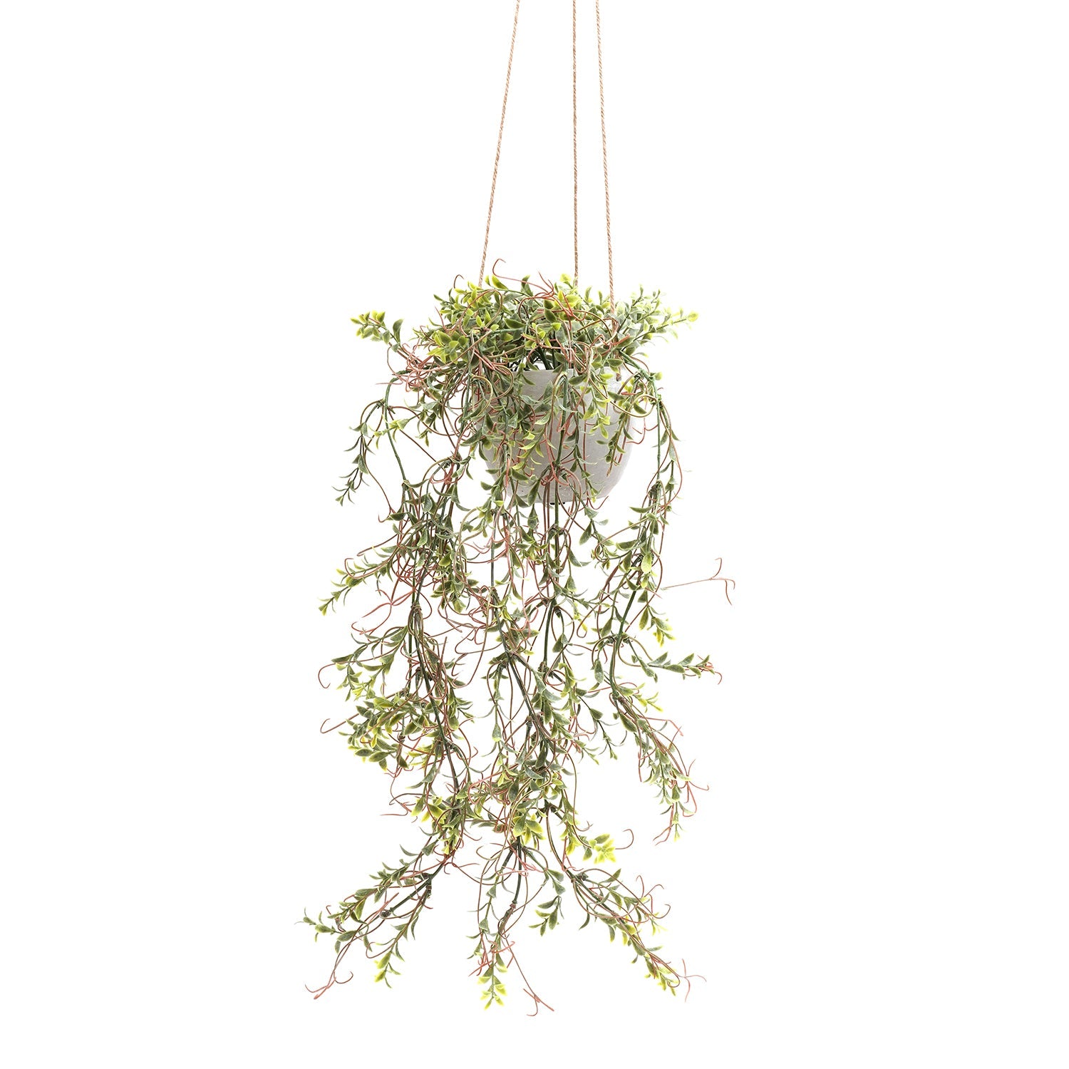 Green & Purple Artificial Hanging Plant with Cement Pot