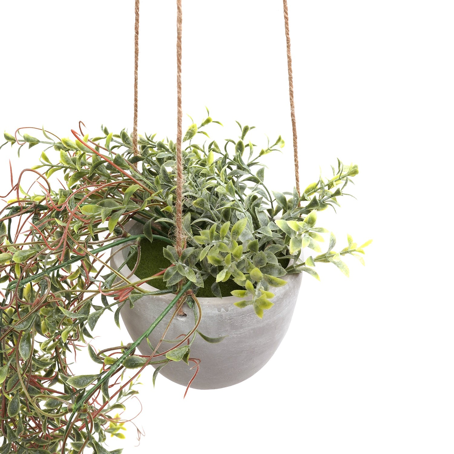Green & Purple Artificial Hanging Plant with Cement Pot