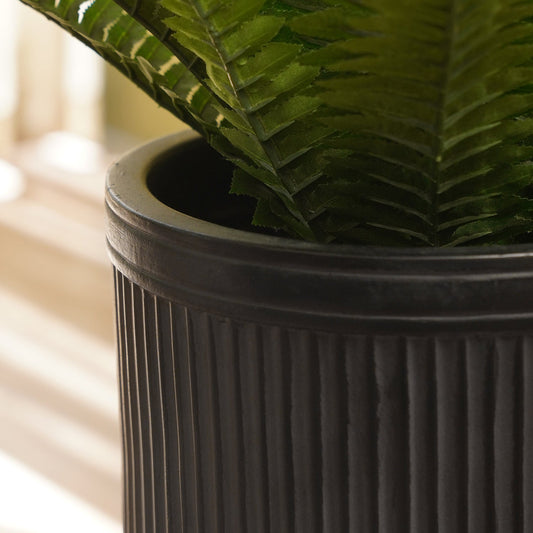 Black Polyfibre Ribbed Pot - Small