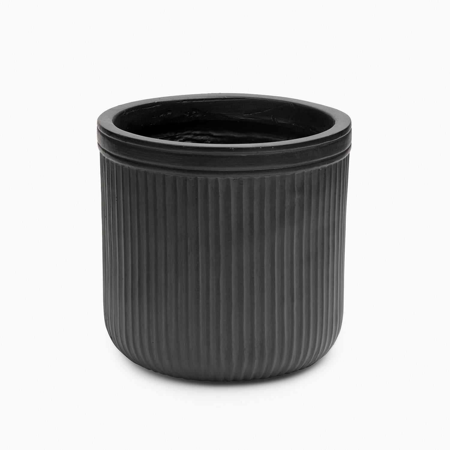 Black Polyfibre Ribbed Pot - Small