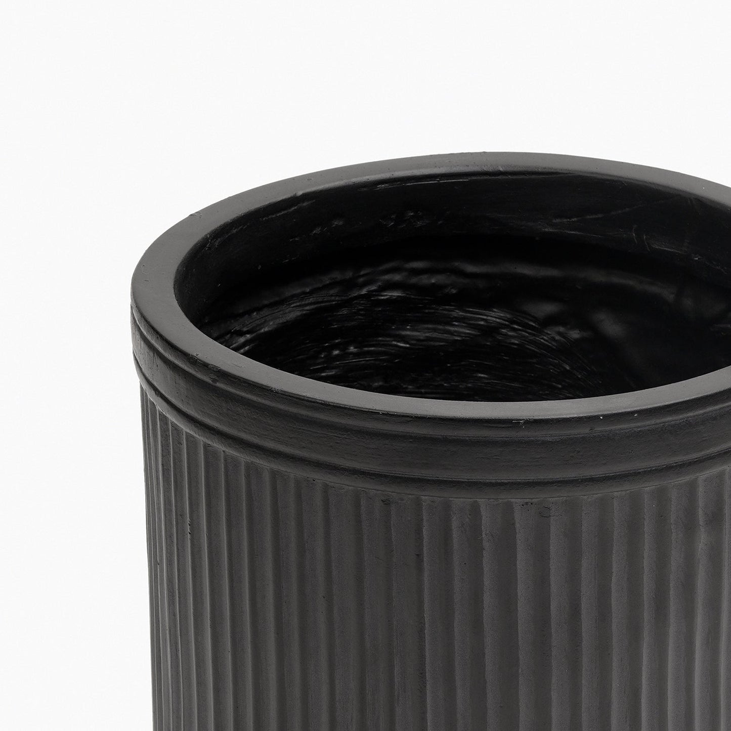 Black Polyfibre Ribbed Pot - Small