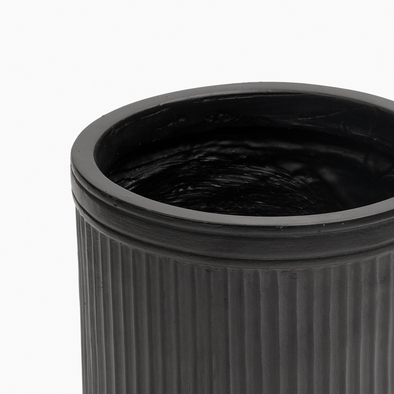 Black Polyfibre Ribbed Pot - Small