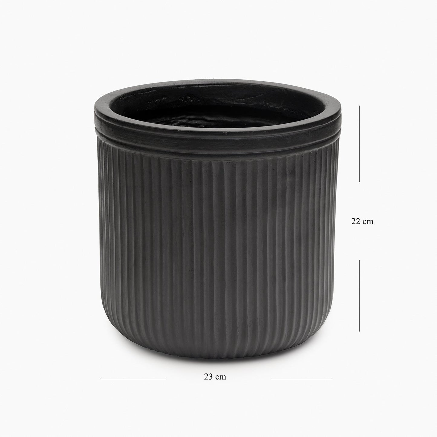 Black Polyfibre Ribbed Pot - Small
