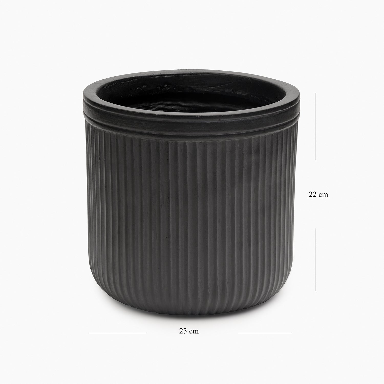 Black Polyfibre Ribbed Pot - Small