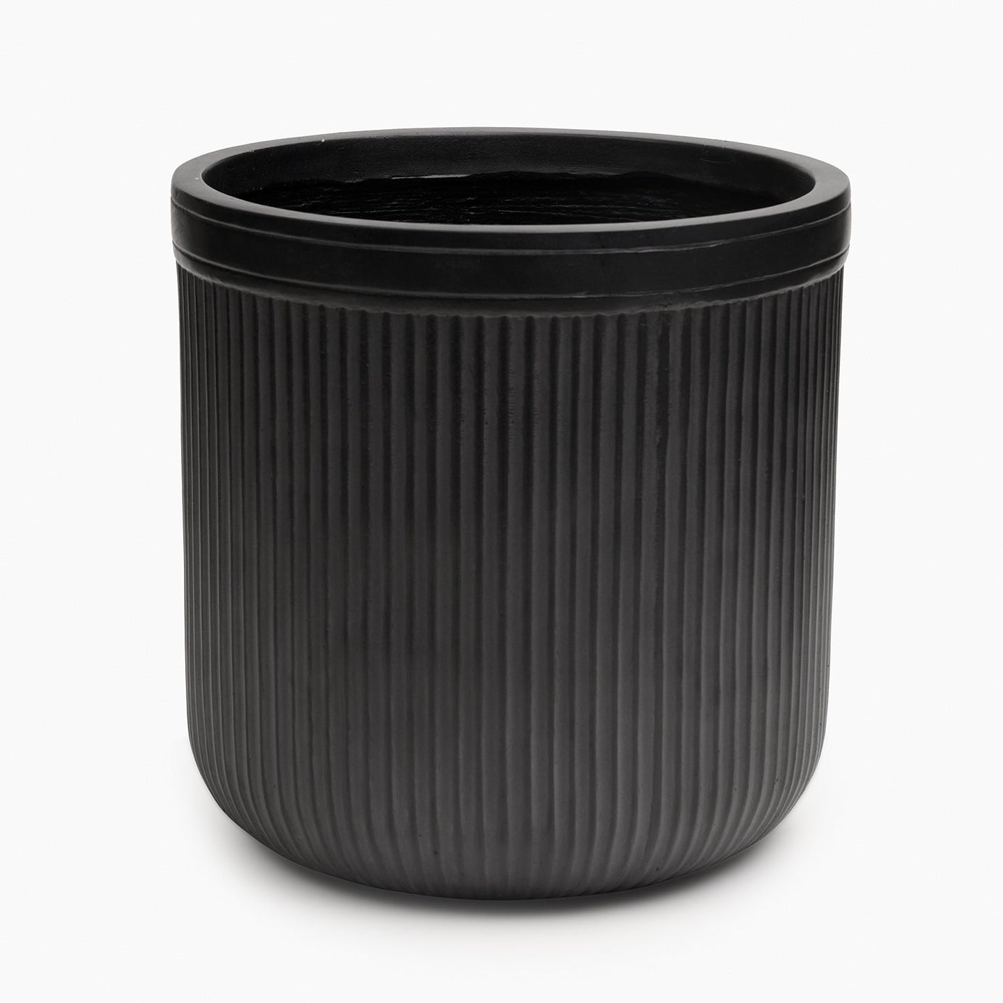 Black Polyfibre Ribbed Pot - Large