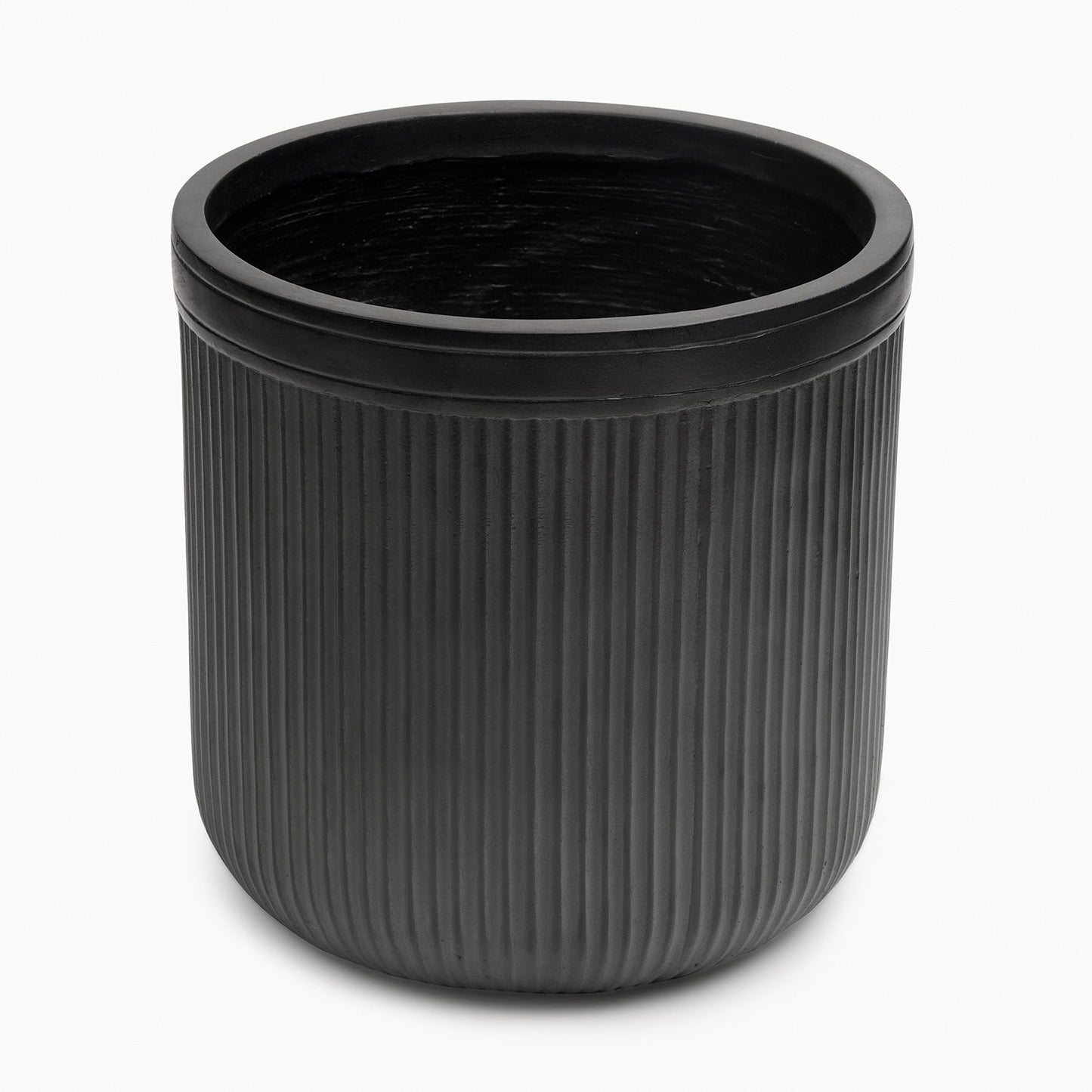 Black Polyfibre Ribbed Pot - Large